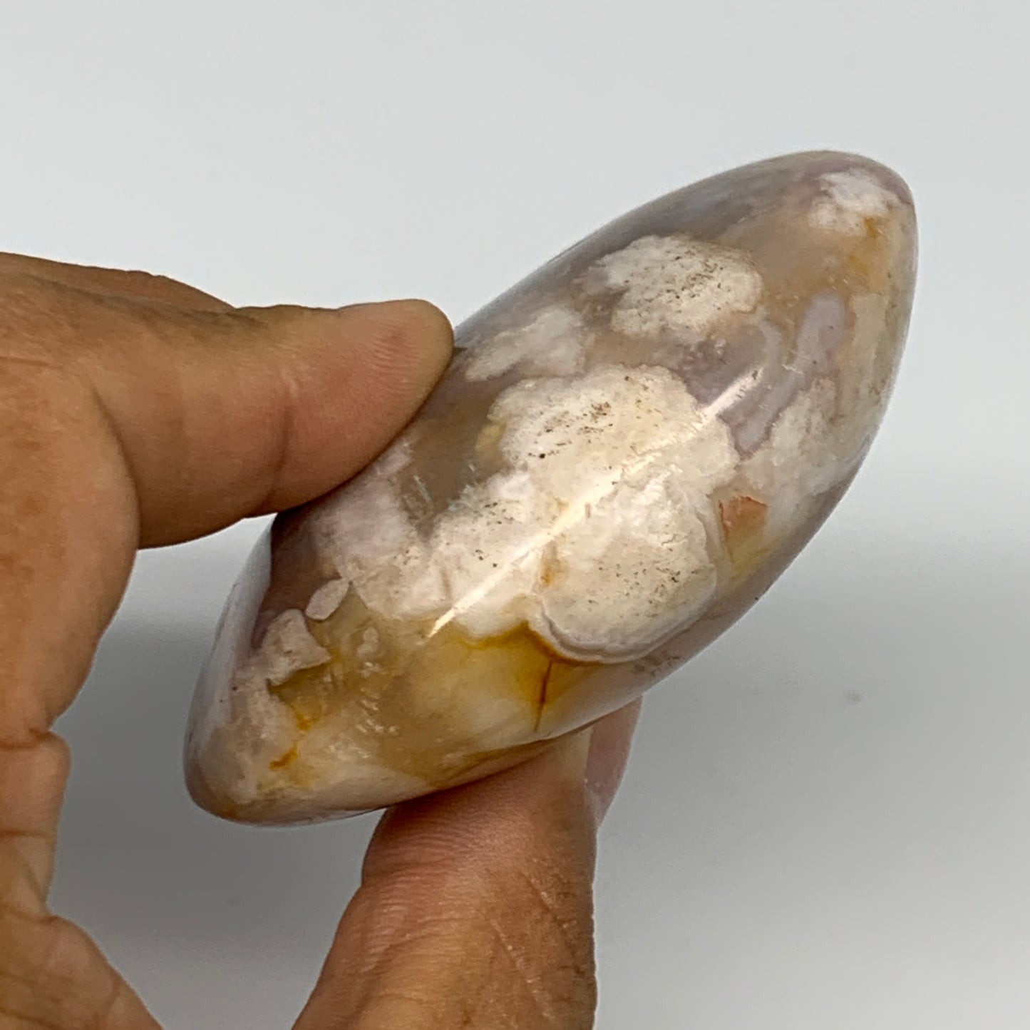 134.3g,2.8"x2"x1.1", Flower Agate Palm-Stone Crystal Reiki @Madagascar,B16116