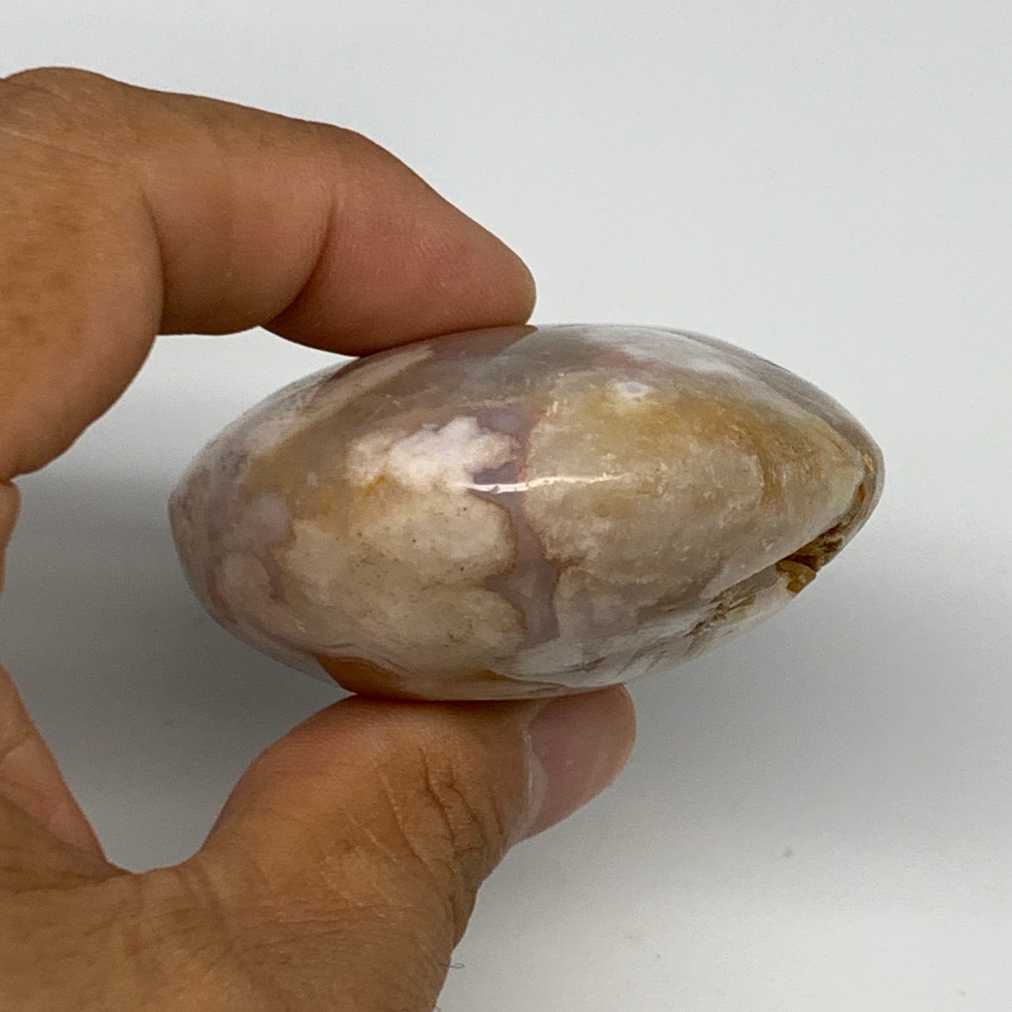 134.3g,2.8"x2"x1.1", Flower Agate Palm-Stone Crystal Reiki @Madagascar,B16116