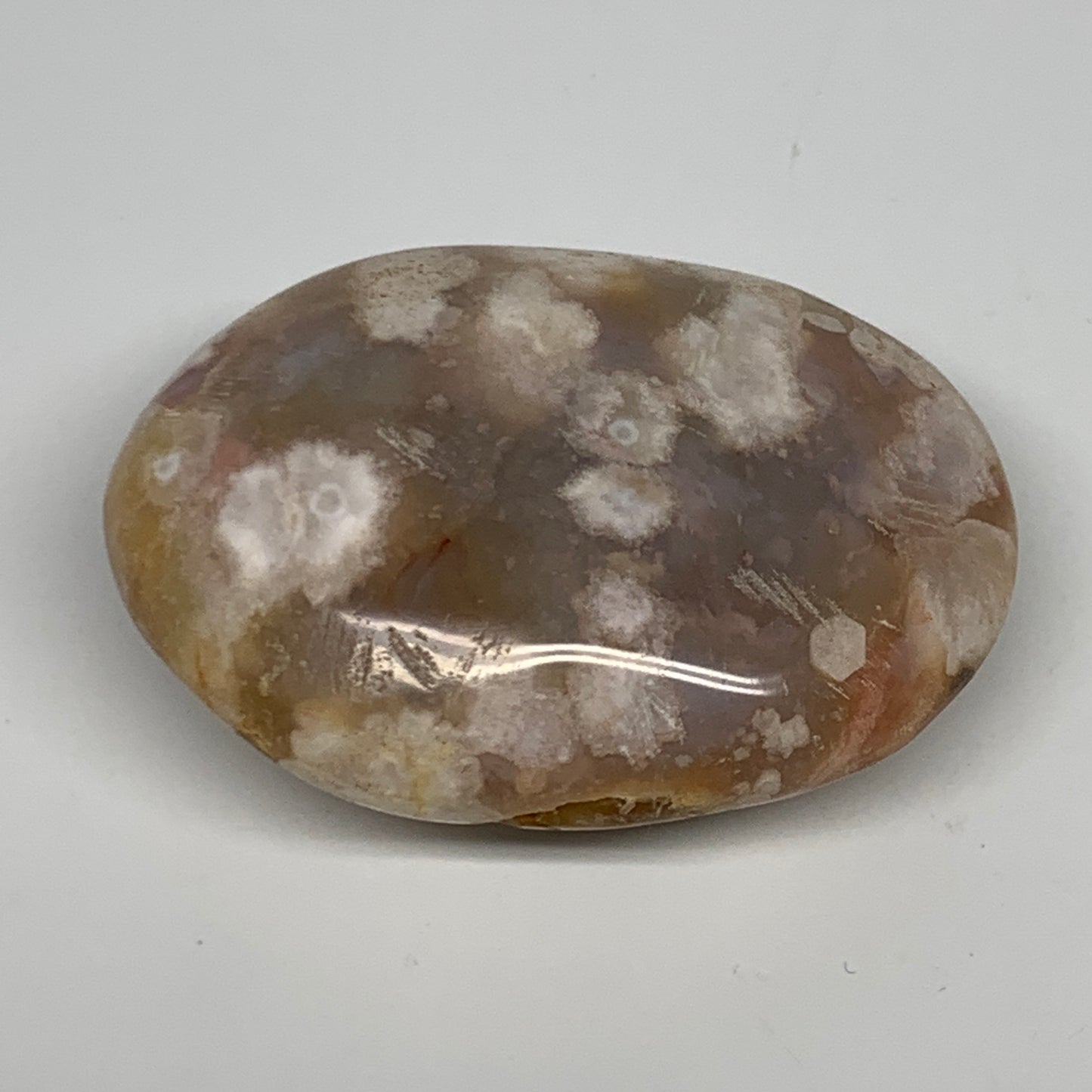 134.3g,2.8"x2"x1.1", Flower Agate Palm-Stone Crystal Reiki @Madagascar,B16116