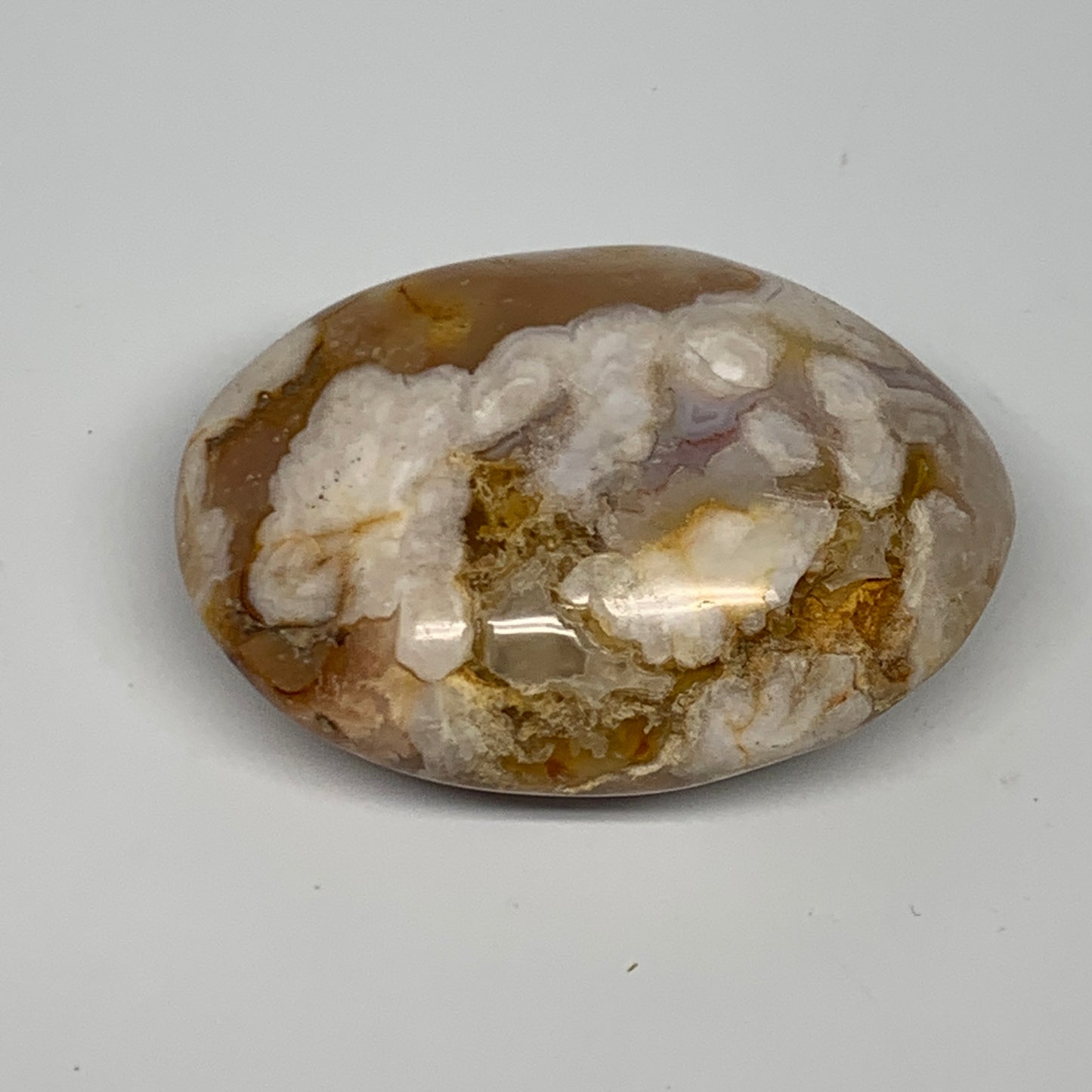 134.3g,2.8"x2"x1.1", Flower Agate Palm-Stone Crystal Reiki @Madagascar,B16116