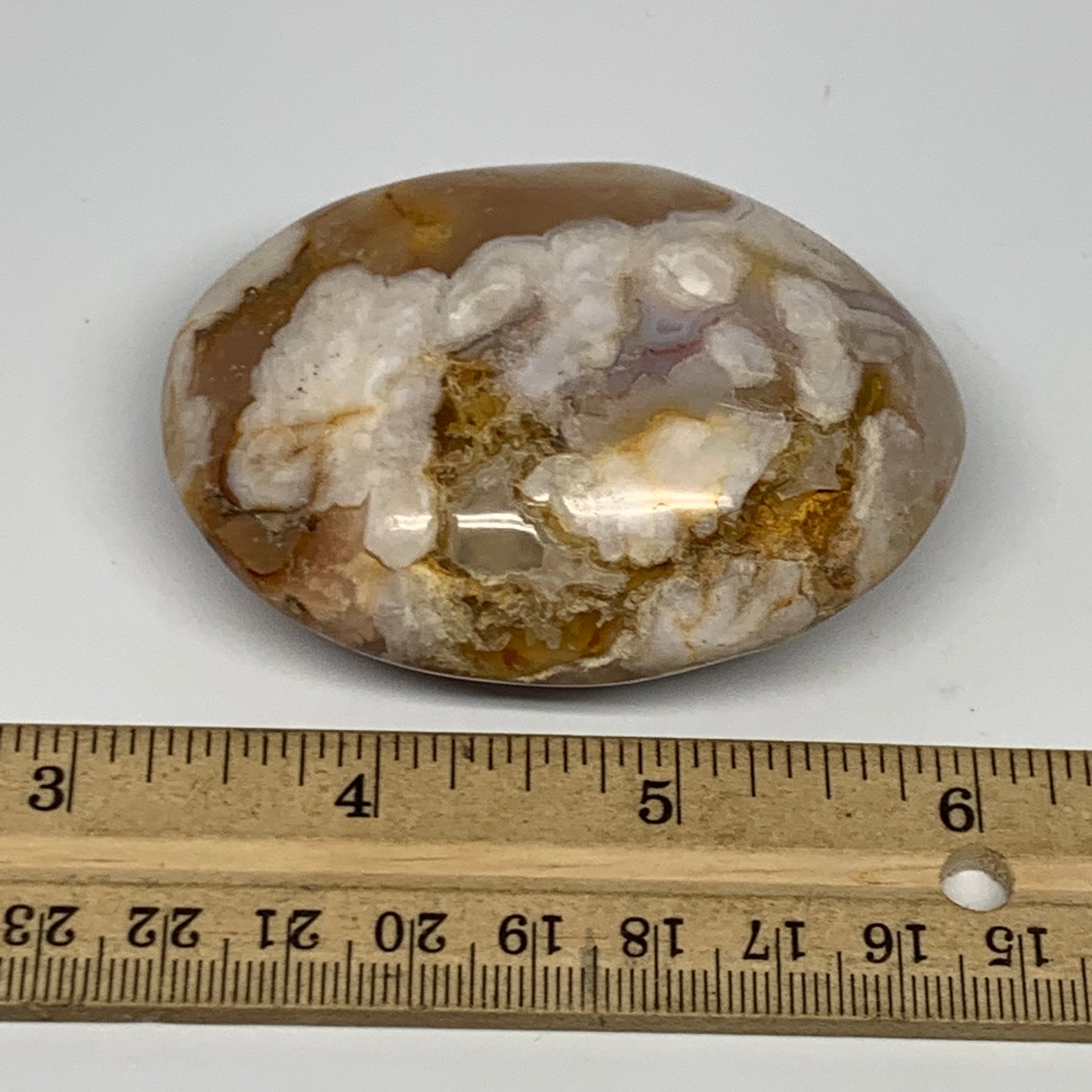 134.3g,2.8"x2"x1.1", Flower Agate Palm-Stone Crystal Reiki @Madagascar,B16116