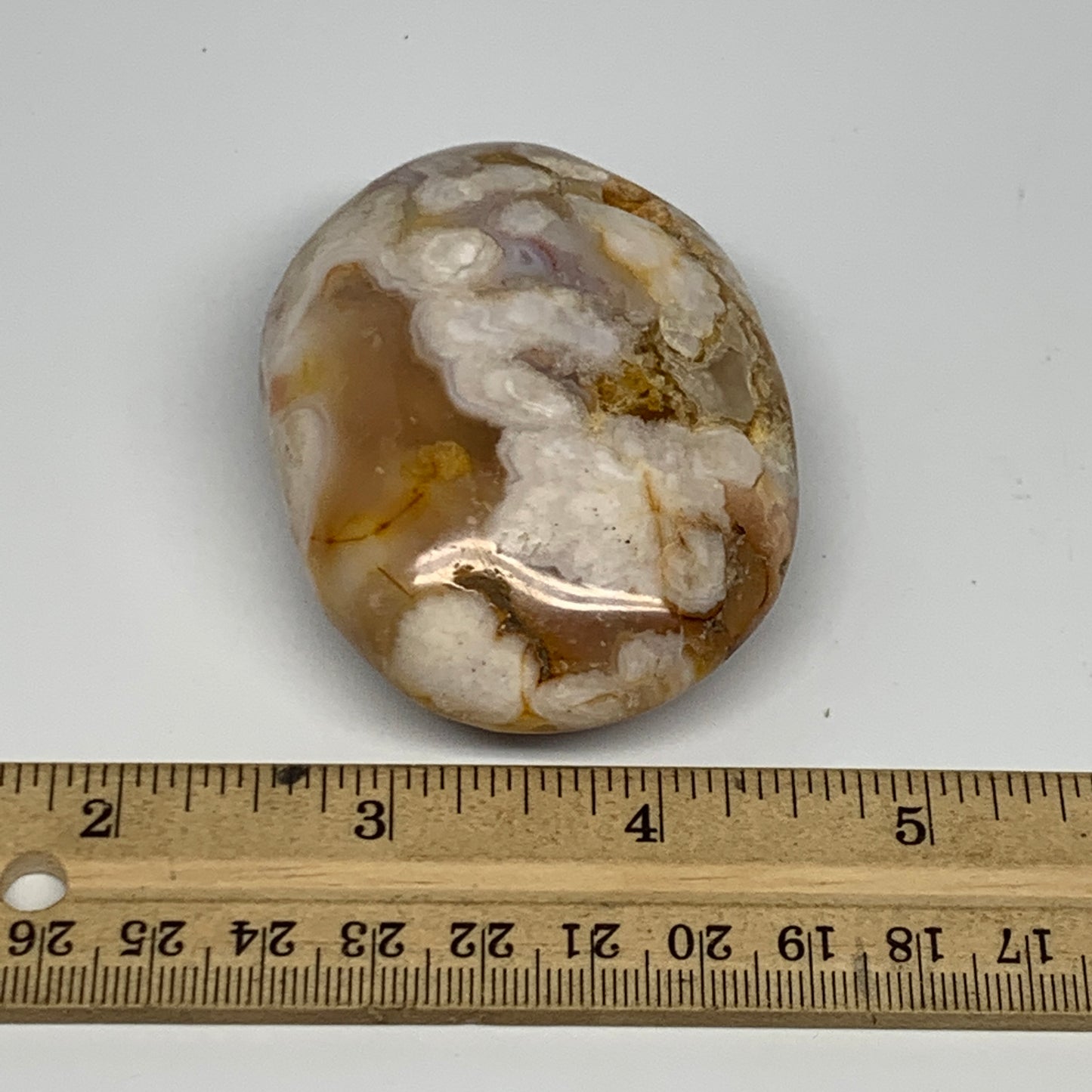 134.3g,2.8"x2"x1.1", Flower Agate Palm-Stone Crystal Reiki @Madagascar,B16116