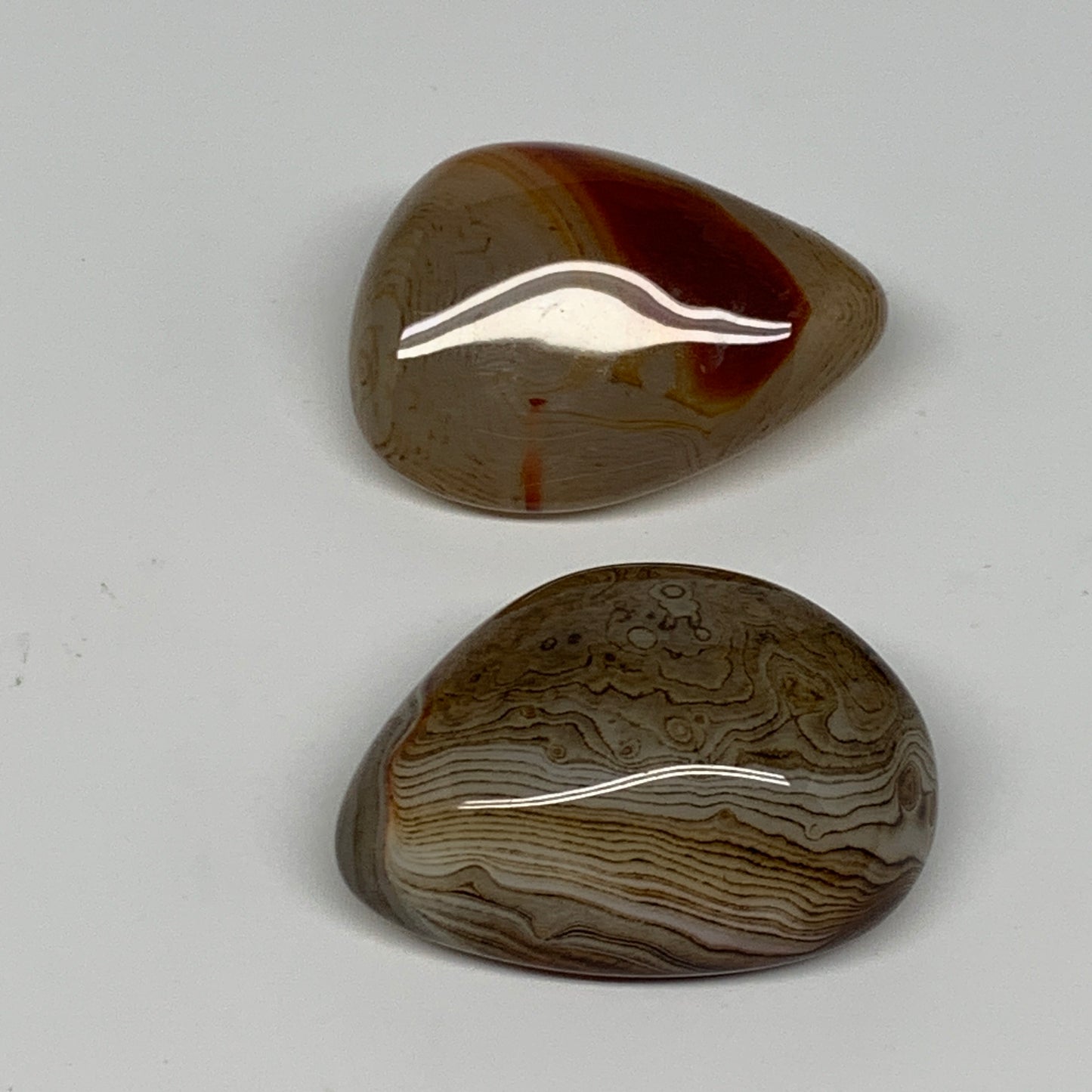 154.6g,2.2"-2.3", 2pcs, Sardonyx Palm-Stone Gem Crystal Polished Reiki, B26466