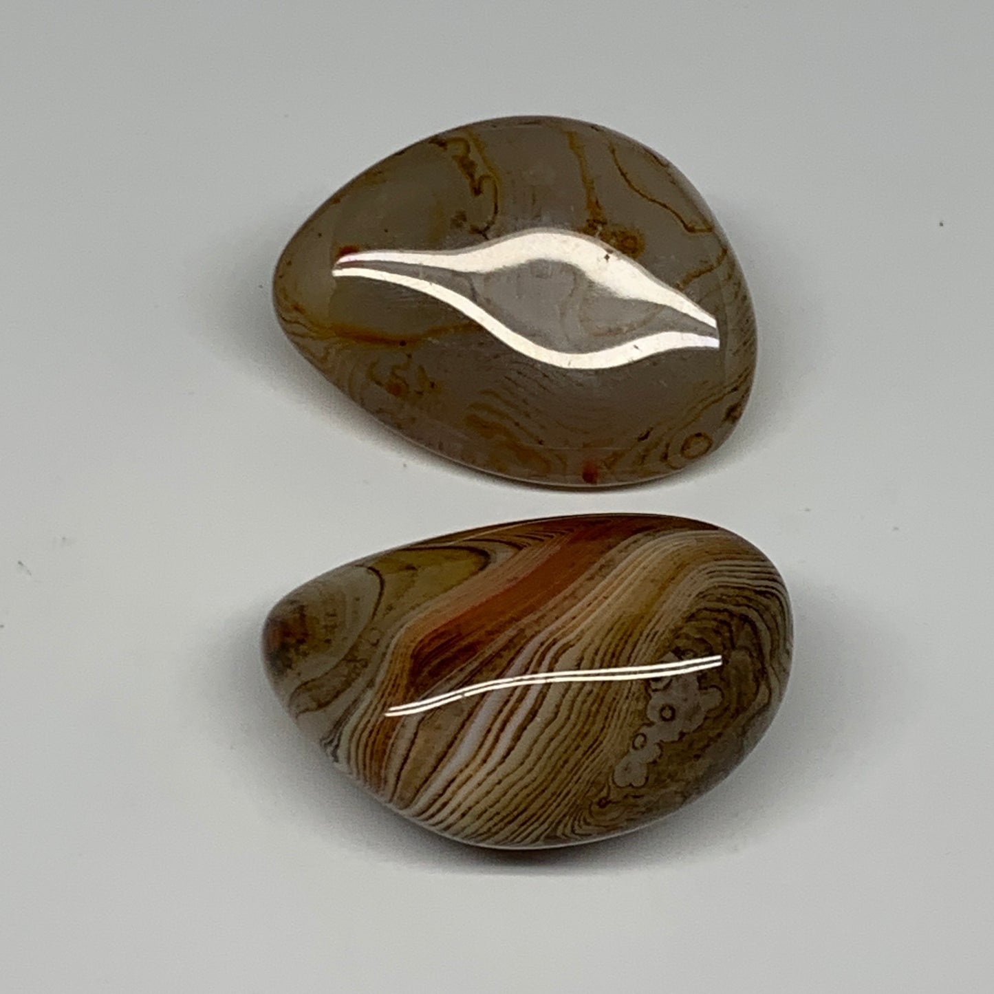 154.6g,2.2"-2.3", 2pcs, Sardonyx Palm-Stone Gem Crystal Polished Reiki, B26466