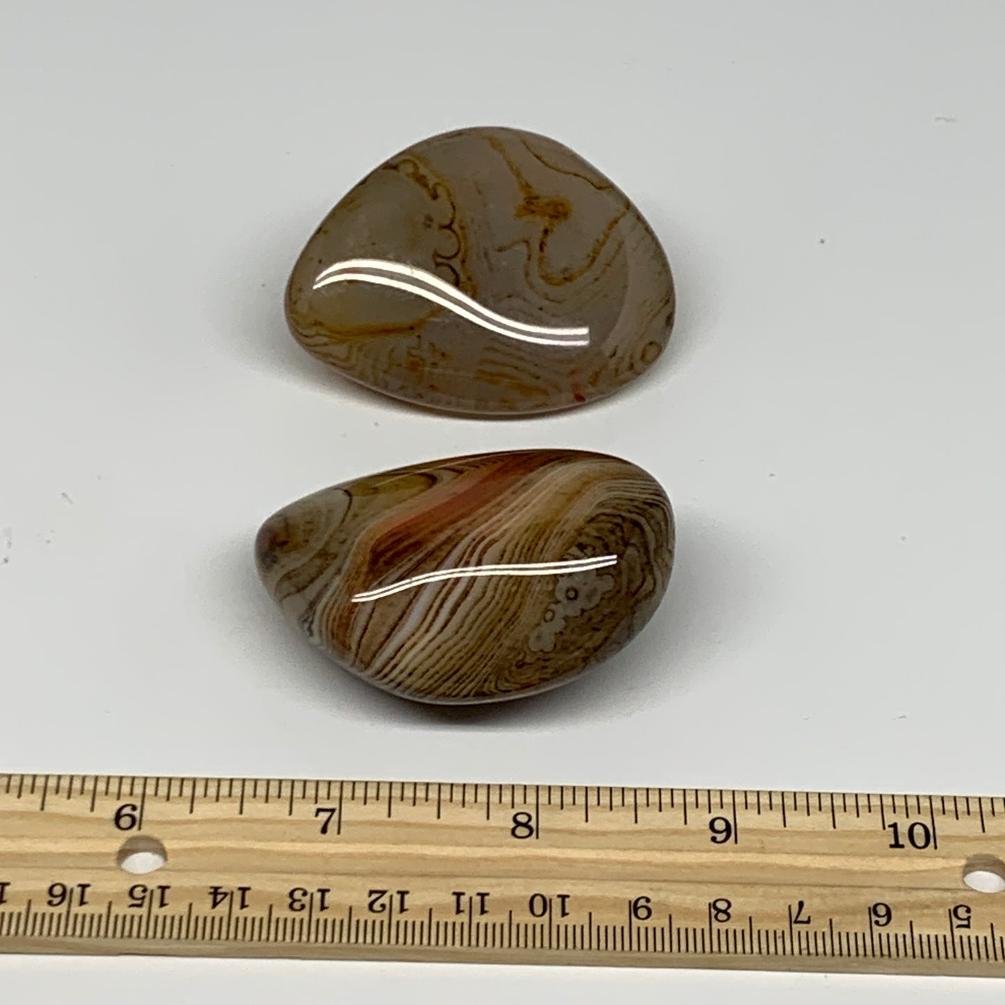 154.6g,2.2"-2.3", 2pcs, Sardonyx Palm-Stone Gem Crystal Polished Reiki, B26466