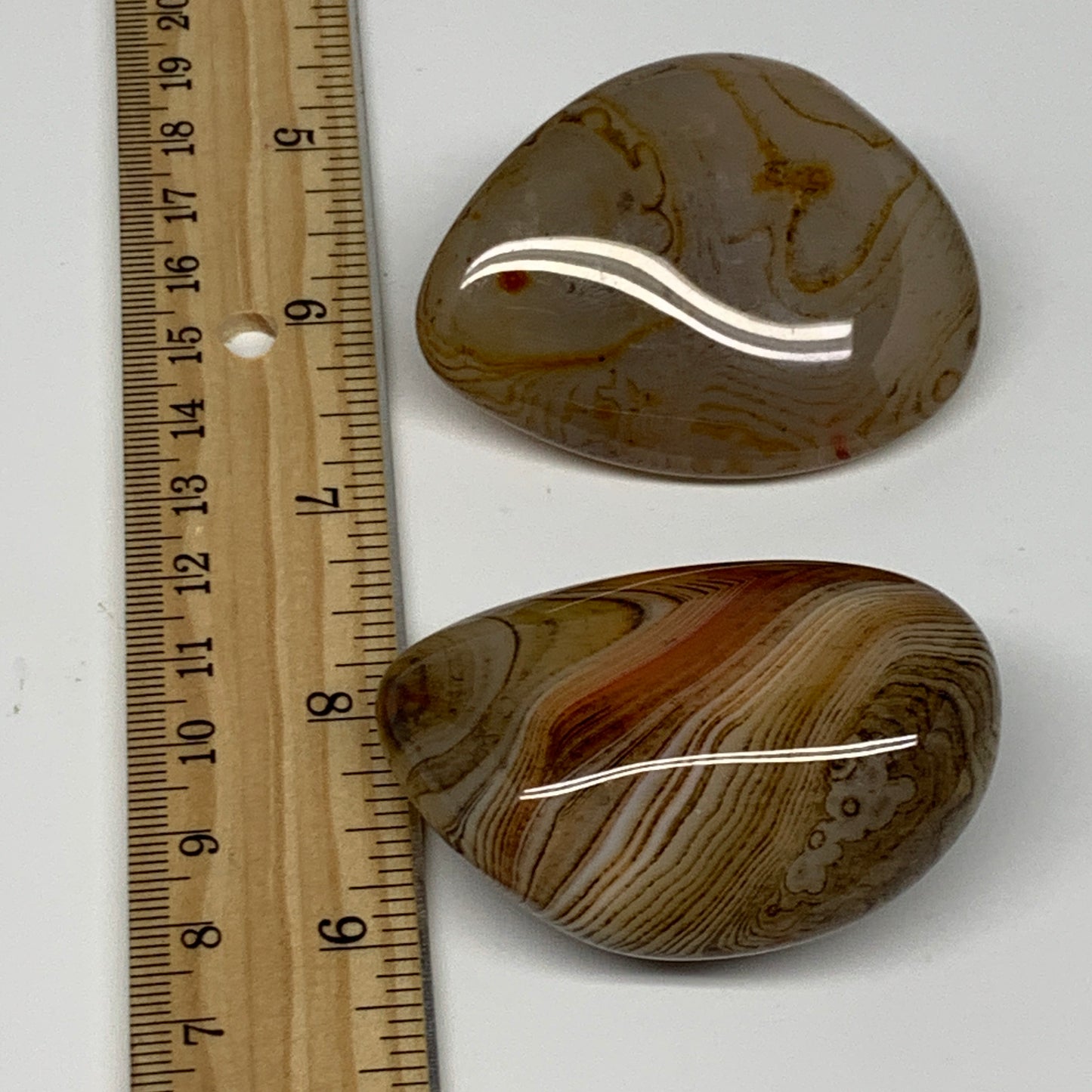 154.6g,2.2"-2.3", 2pcs, Sardonyx Palm-Stone Gem Crystal Polished Reiki, B26466