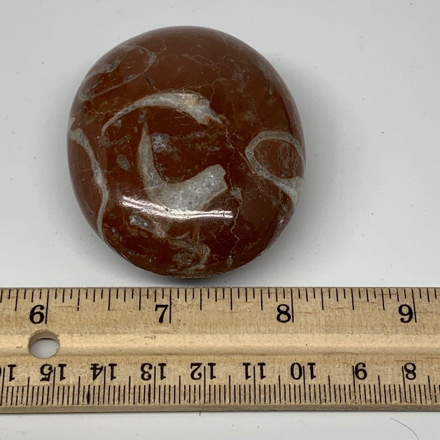 131.8g, 2.6"x2"x1.1", Natural Untreated Red Shell Fossils Oval Palms-tone, F1298