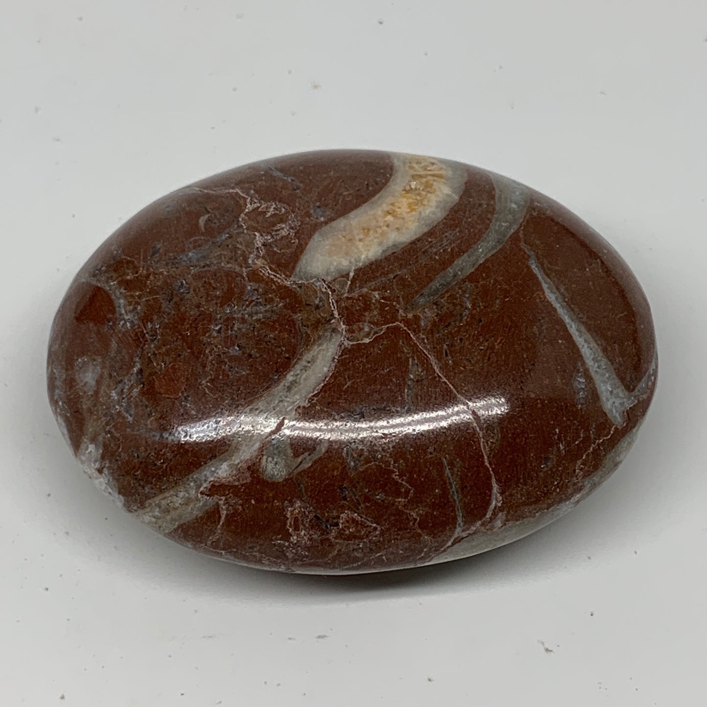 133.3g, 2.6"x2.1"x1.1", Natural Untreated Red Shell Fossils Oval Palms-tone, F13