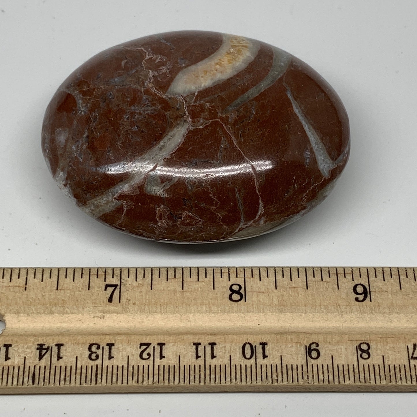 133.3g, 2.6"x2.1"x1.1", Natural Untreated Red Shell Fossils Oval Palms-tone, F13