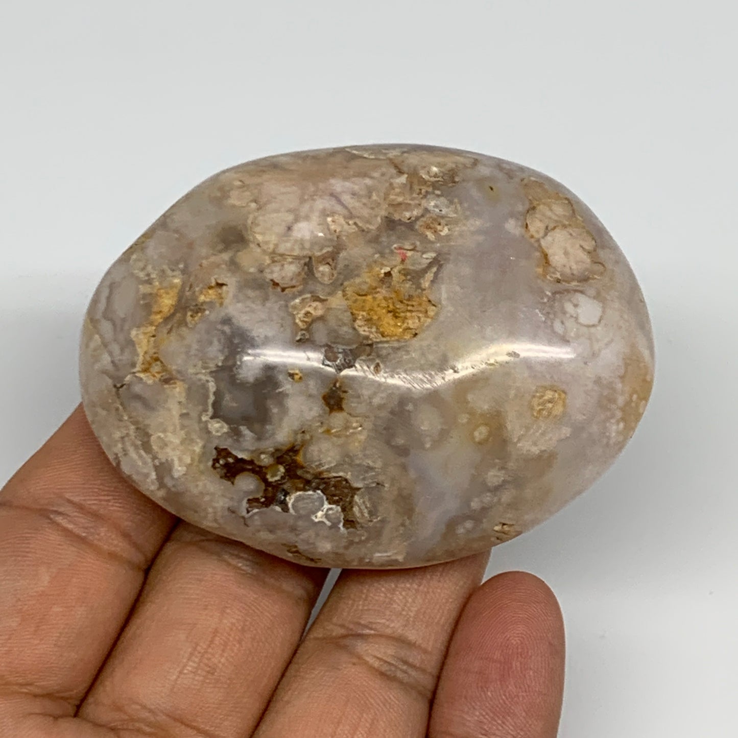 114.4g,2.6"x1.9"x1", Flower Agate Palm-Stone Crystal Reiki @Madagascar,B16124