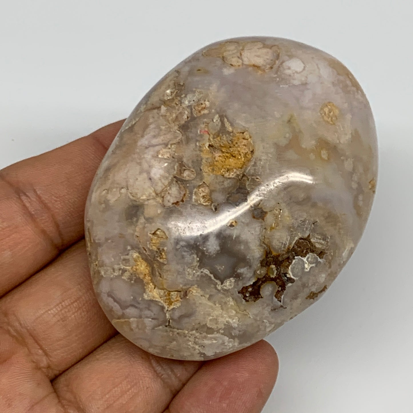 114.4g,2.6"x1.9"x1", Flower Agate Palm-Stone Crystal Reiki @Madagascar,B16124