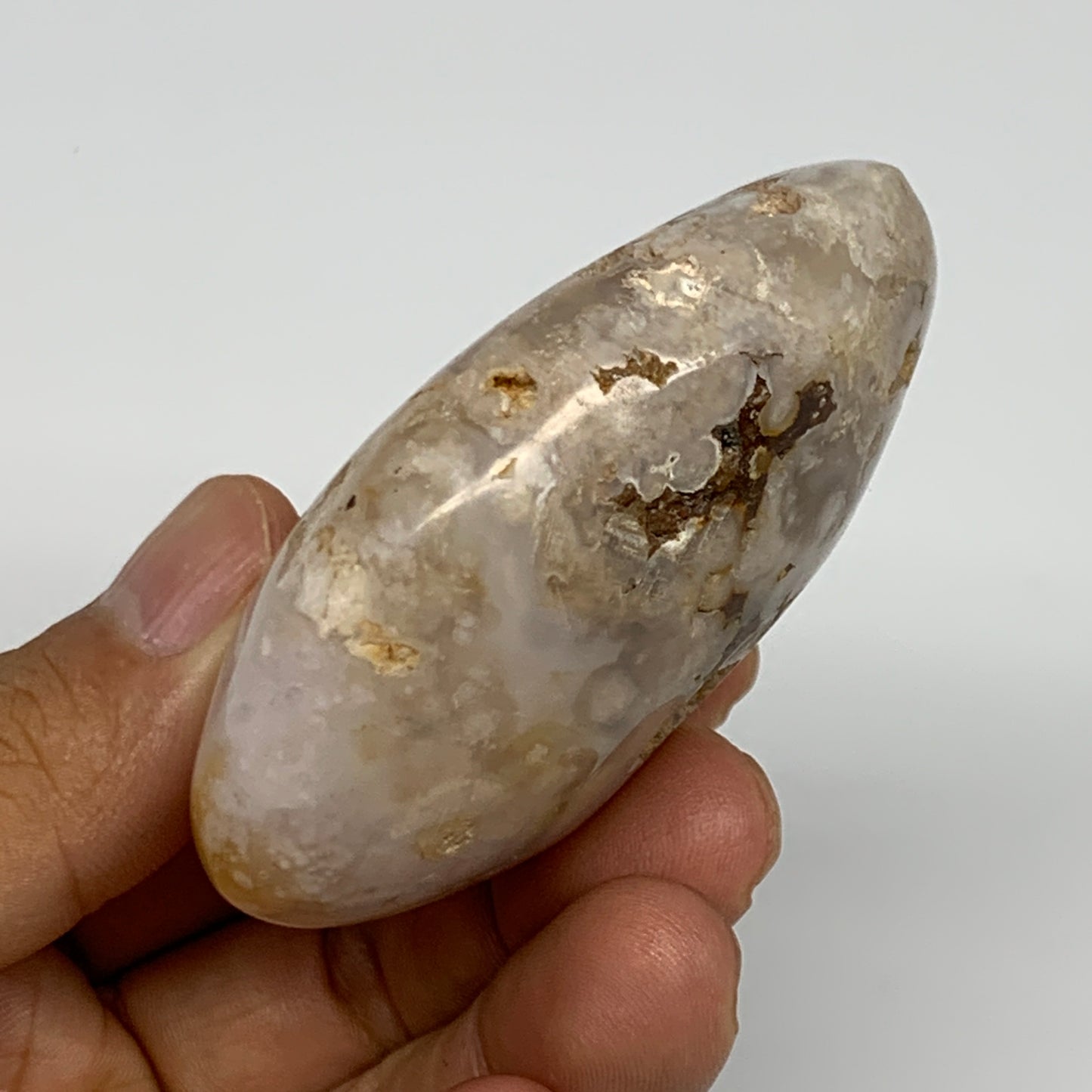 114.4g,2.6"x1.9"x1", Flower Agate Palm-Stone Crystal Reiki @Madagascar,B16124