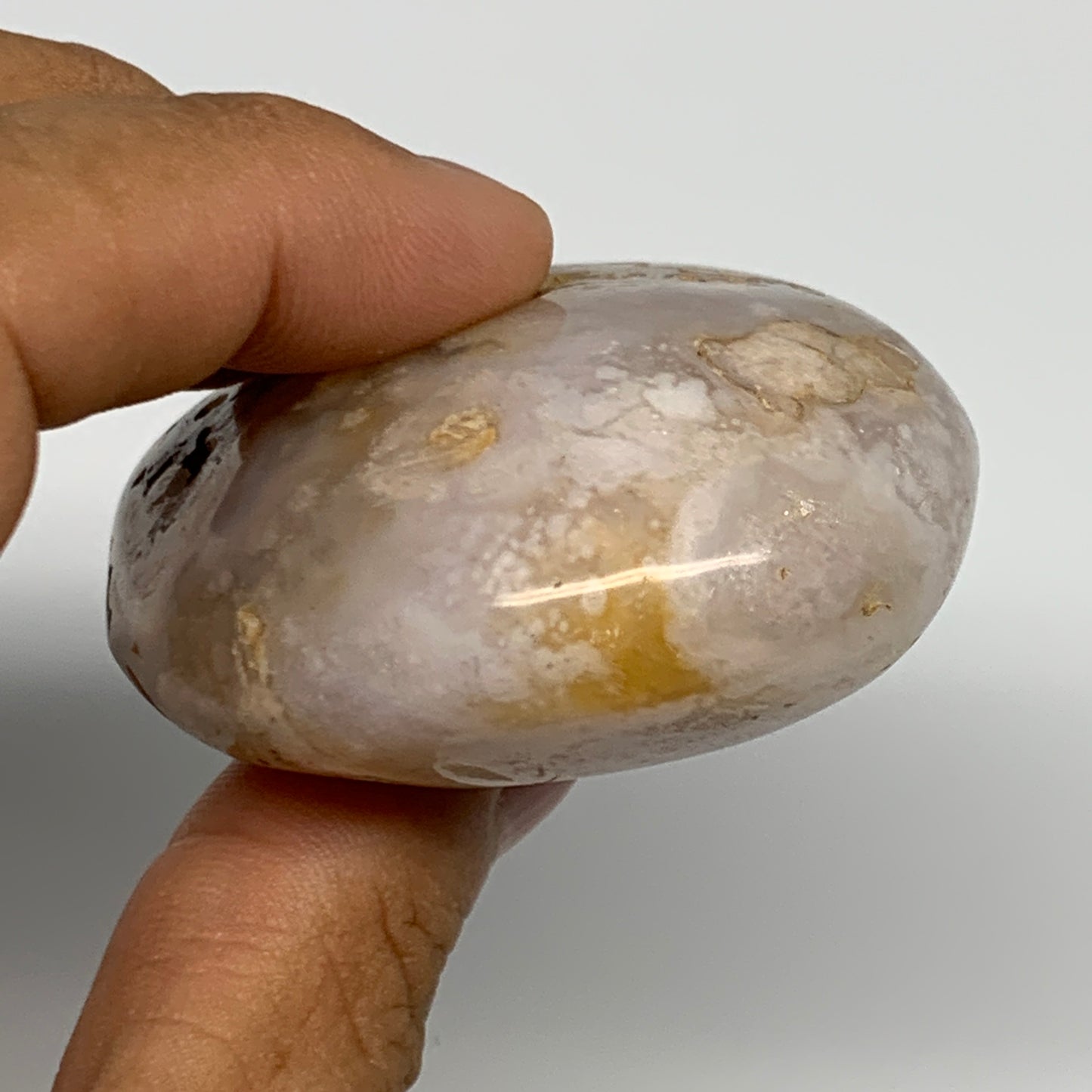 114.4g,2.6"x1.9"x1", Flower Agate Palm-Stone Crystal Reiki @Madagascar,B16124