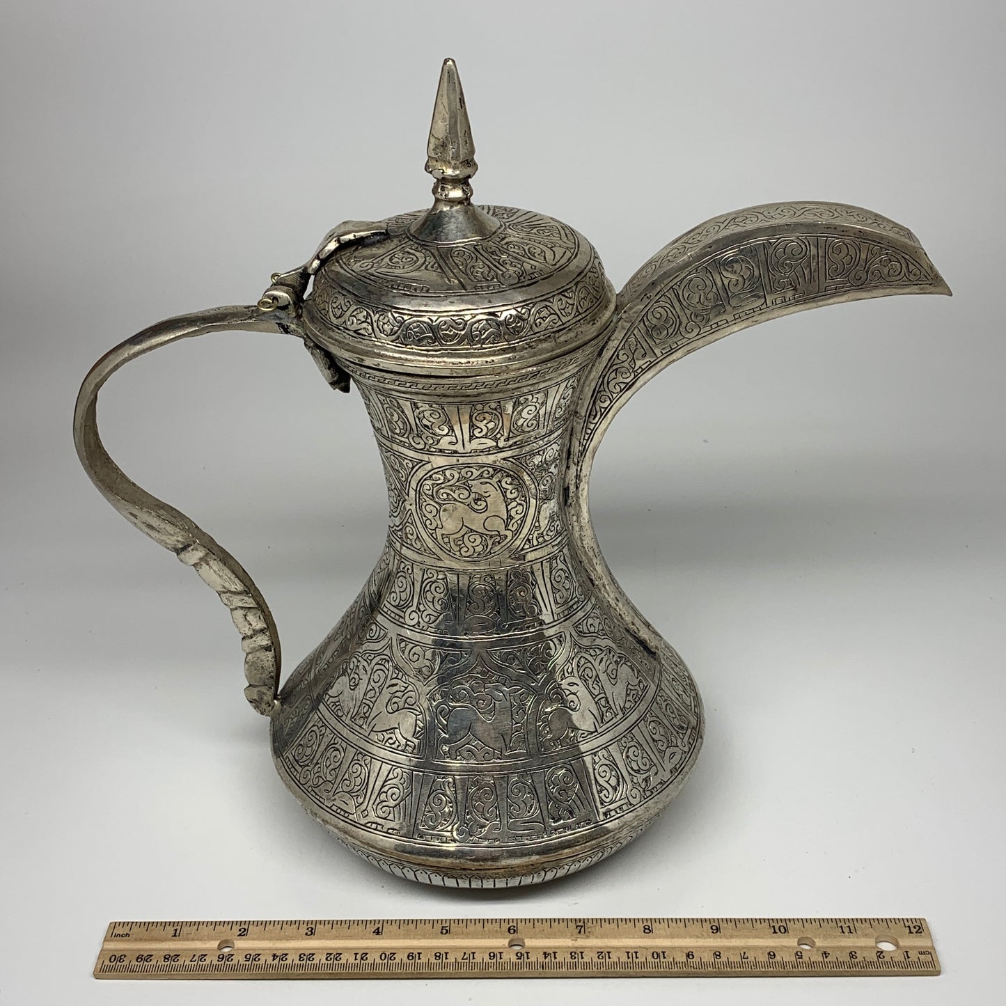 1234g,12.5"x7.5" Handmade Antique Pitcher Ewer Brass/Copper @Afghanistan, P148