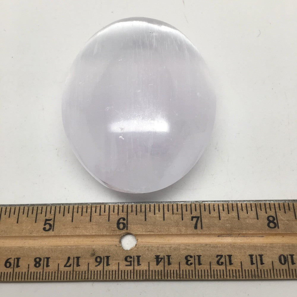 1pc,2.5"-2.8" White Selenite Palmstone Oval Healing Crystal Reiki Morocco,SLM07