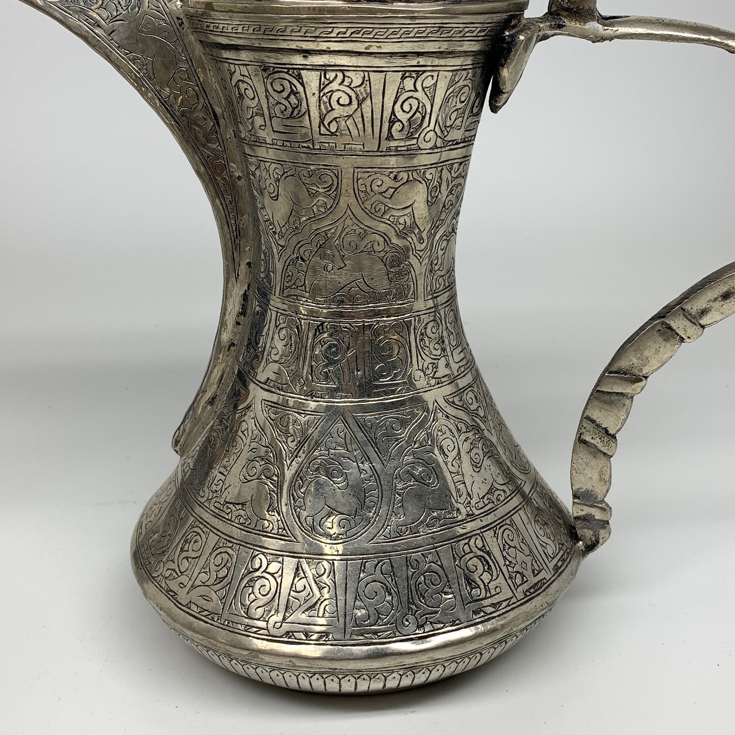 1124g,12.5"x7" Handmade Antique Pitcher Ewer Brass/Copper @Afghanistan, P149