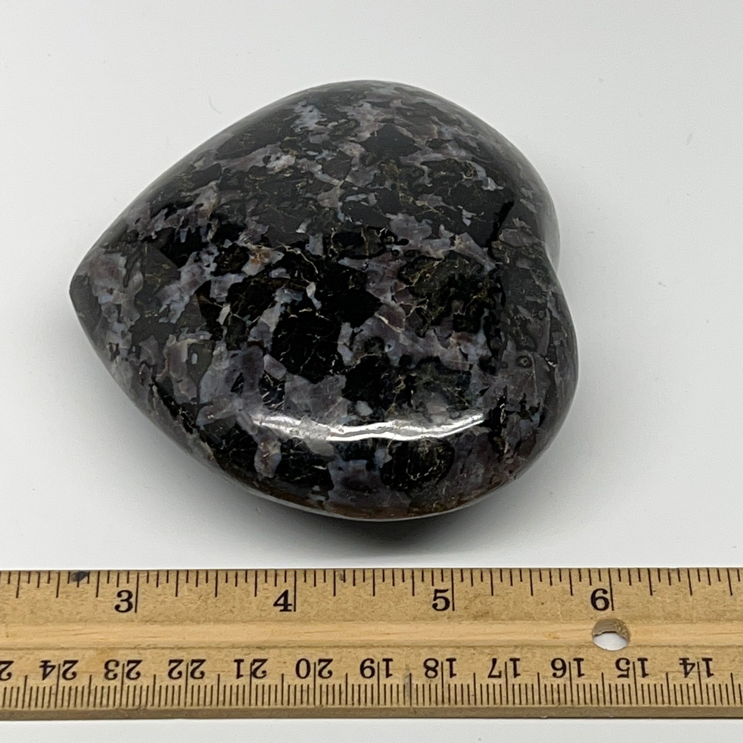 473.5g,3.5"x3.8"x1.5" Indigo Gabro Merlinite Heart Gemstone @Madagascar,B19902