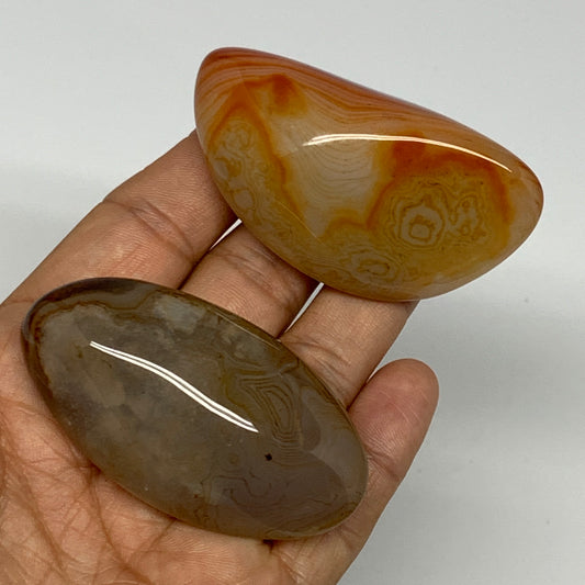 120.1g,2.5"-2.6", 2pcs, Sardonyx Palm-Stone Gem Crystal Polished Reiki, B26483