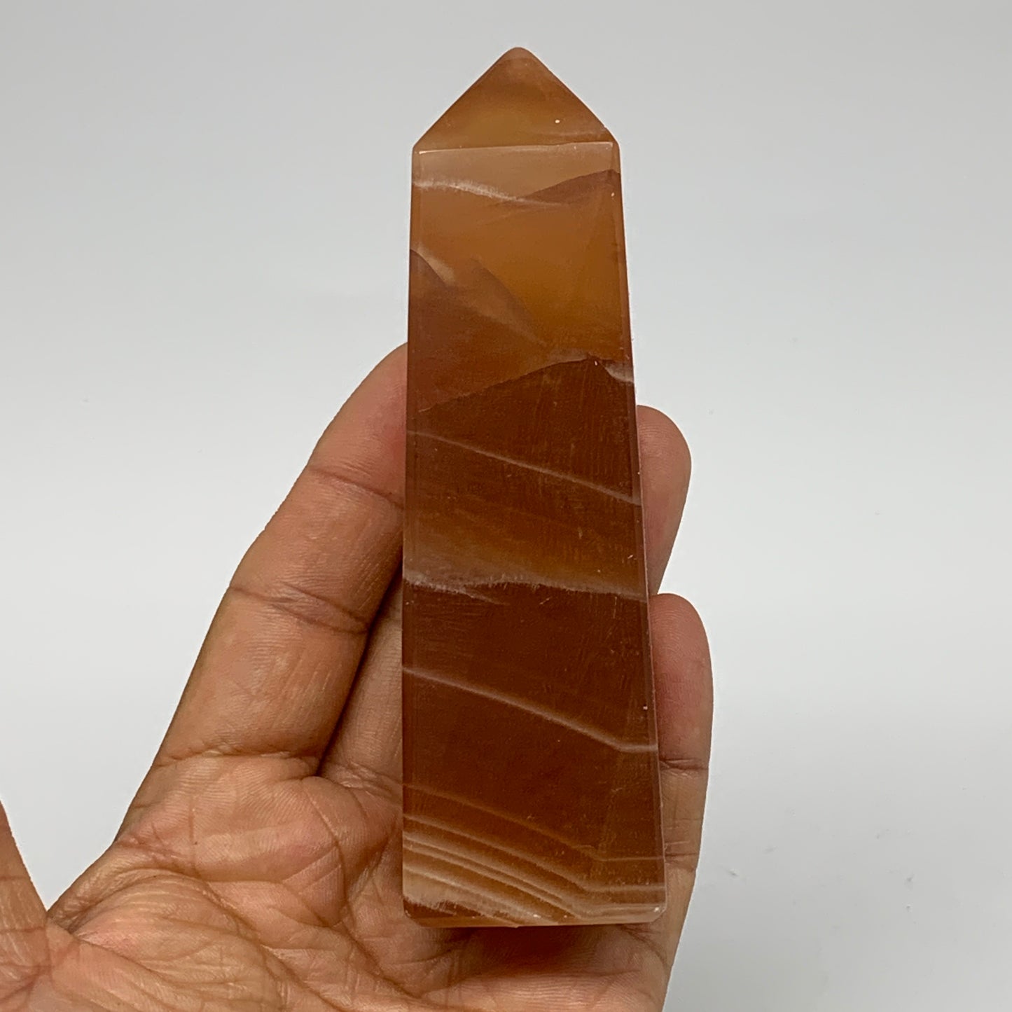 233g, 4.4"x1.2", Honey Calcite Point Tower Obelisk Crystal @Pakistan, B26131