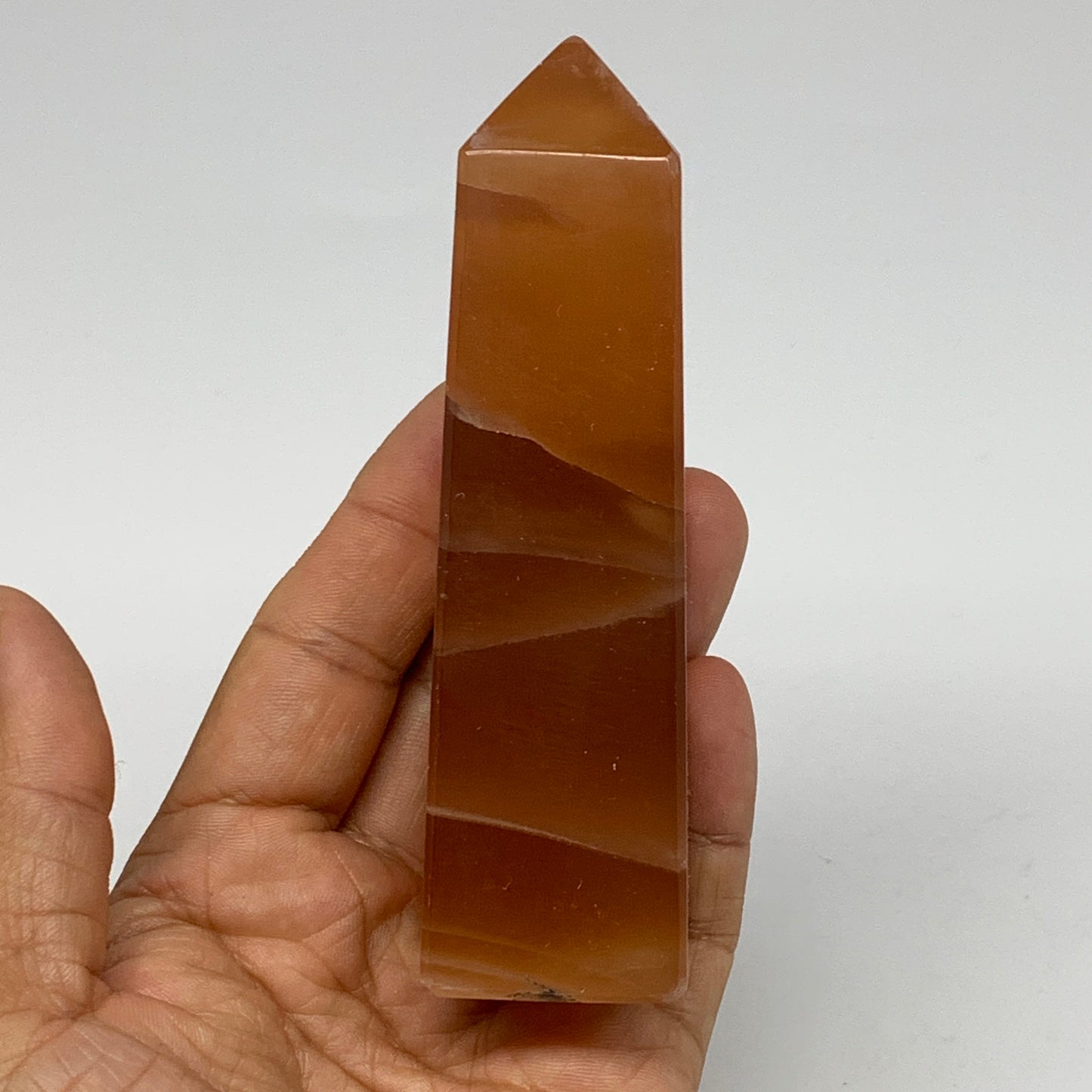 233g, 4.4"x1.2", Honey Calcite Point Tower Obelisk Crystal @Pakistan, B26131