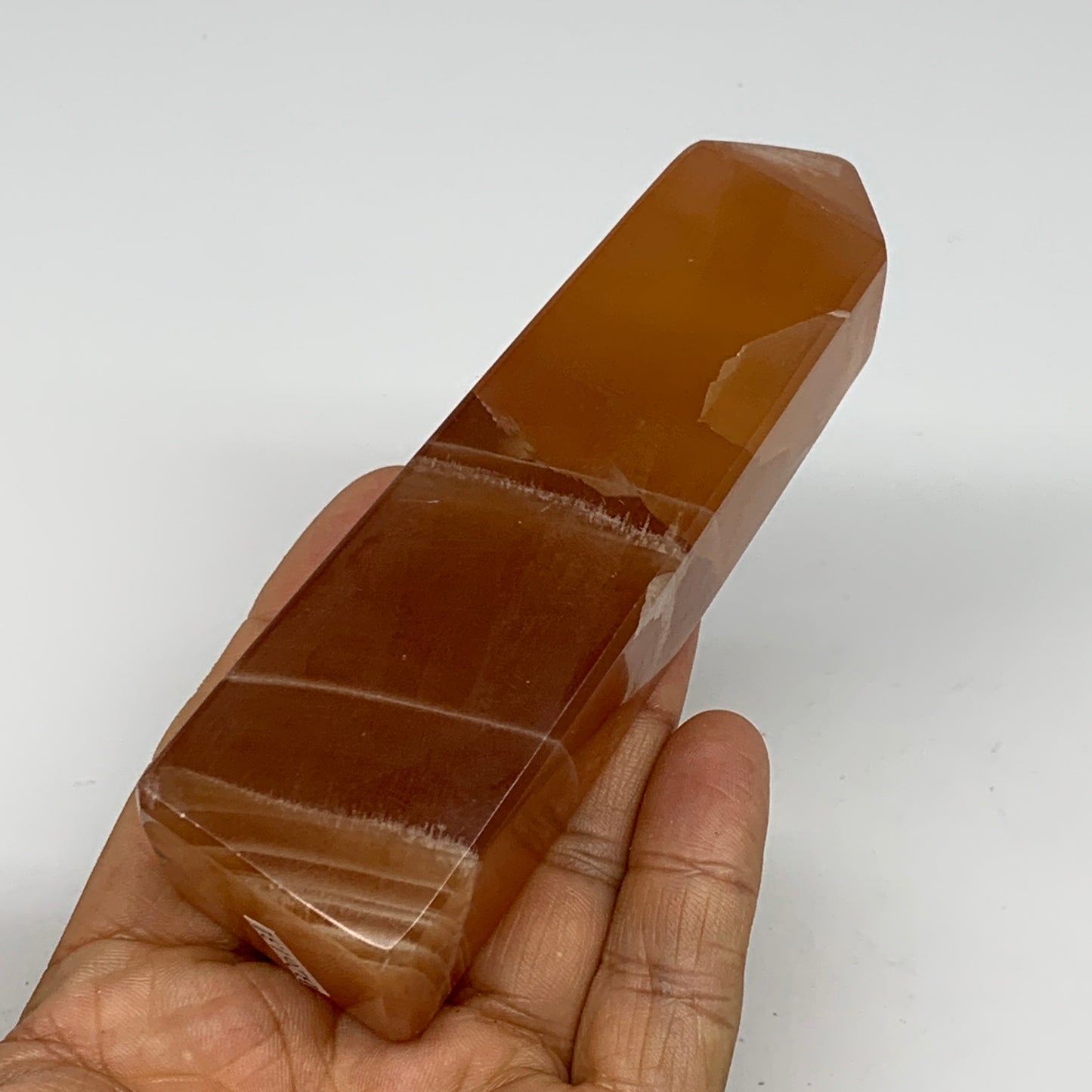 233g, 4.4"x1.2", Honey Calcite Point Tower Obelisk Crystal @Pakistan, B26131