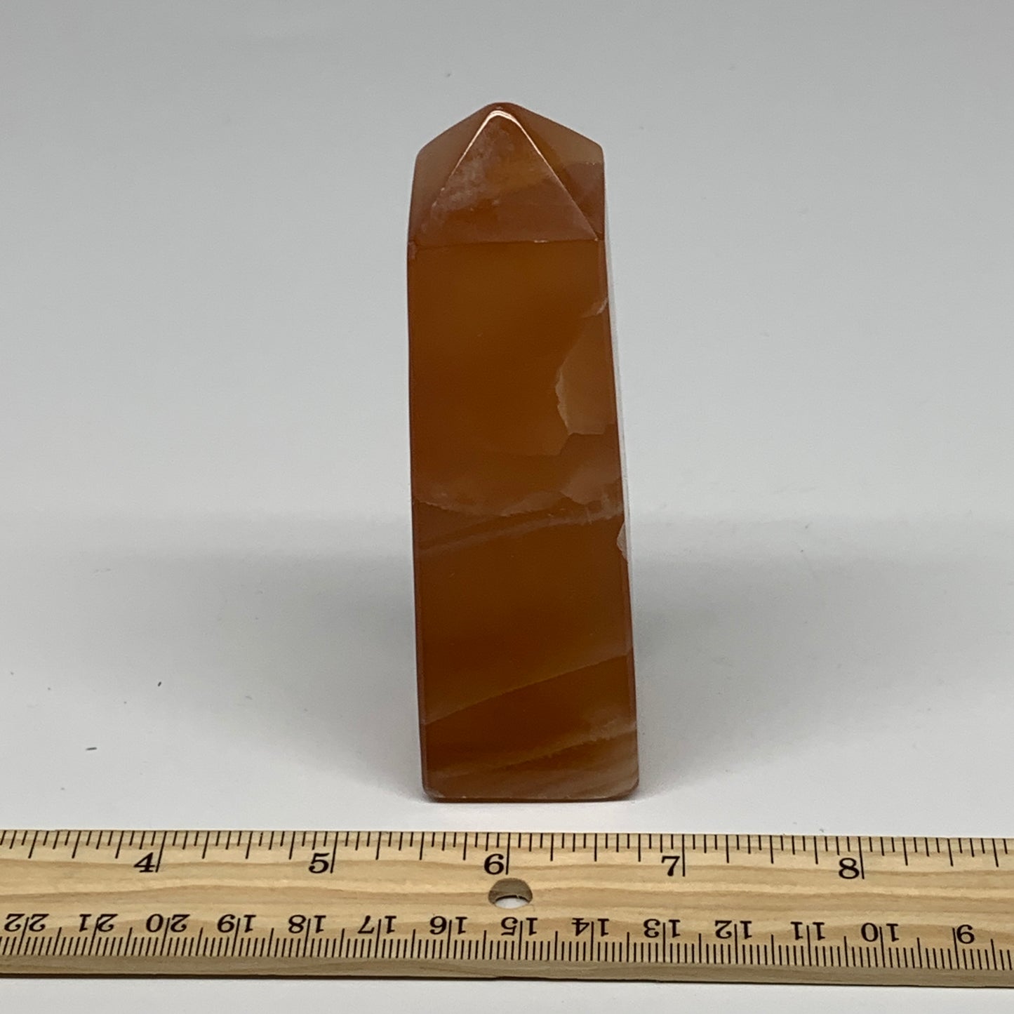 233g, 4.4"x1.2", Honey Calcite Point Tower Obelisk Crystal @Pakistan, B26131