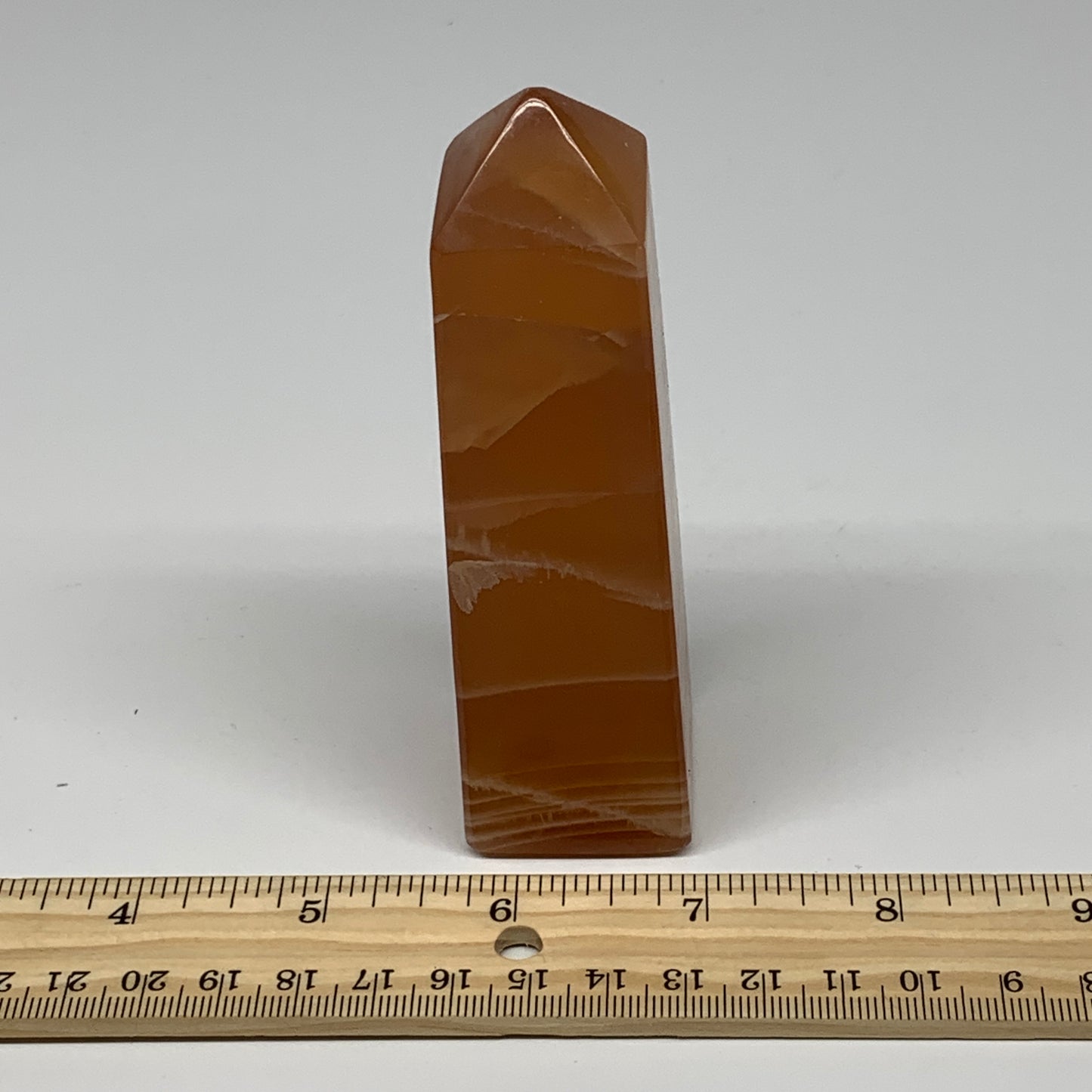 233g, 4.4"x1.2", Honey Calcite Point Tower Obelisk Crystal @Pakistan, B26131