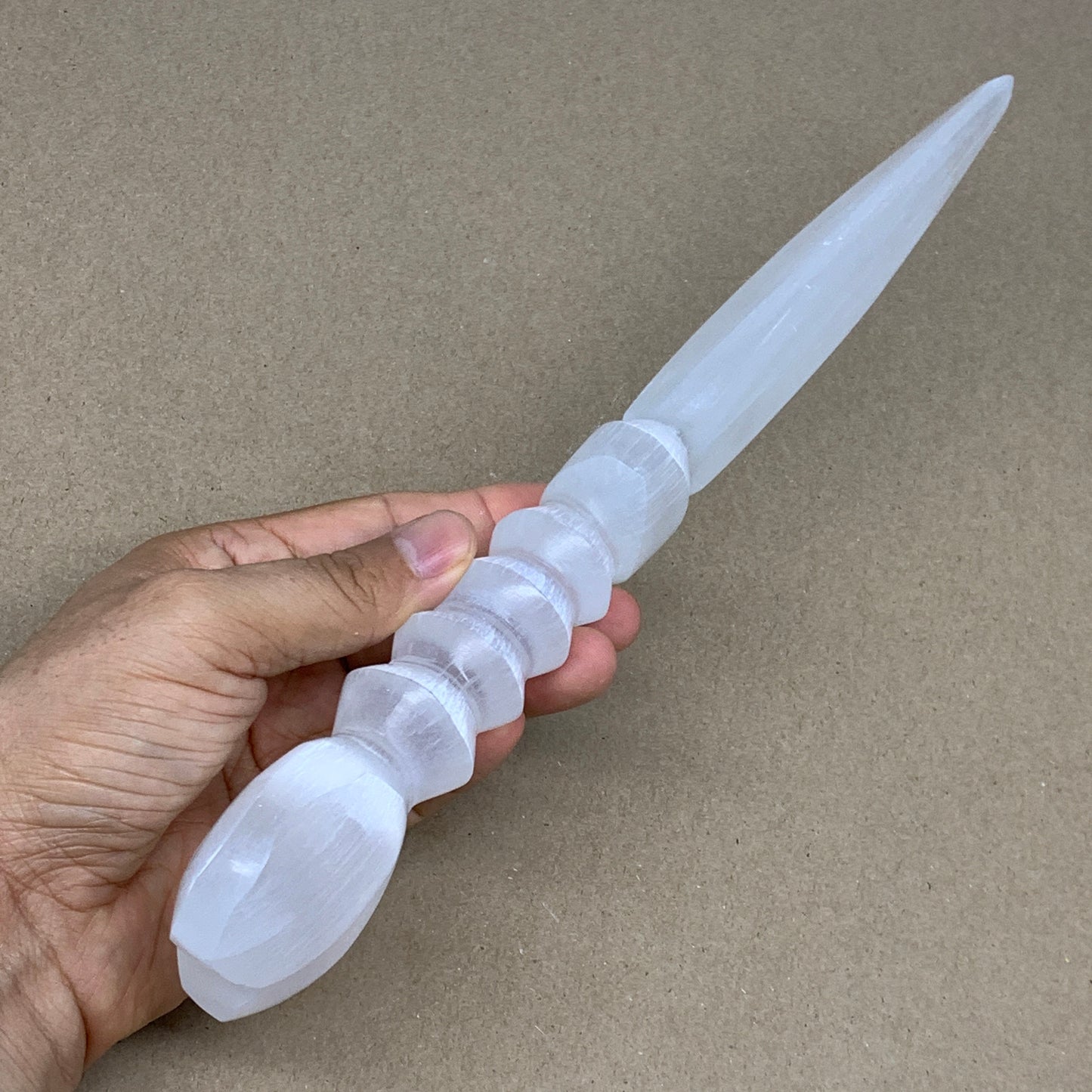 355g,11.75"x2"x1.1"Natural Selenite Crystal Knife (Satin Spar) @Morocco,B24075