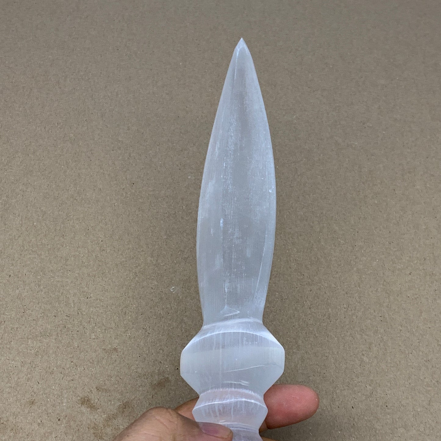 355g,11.75"x2"x1.1"Natural Selenite Crystal Knife (Satin Spar) @Morocco,B24075