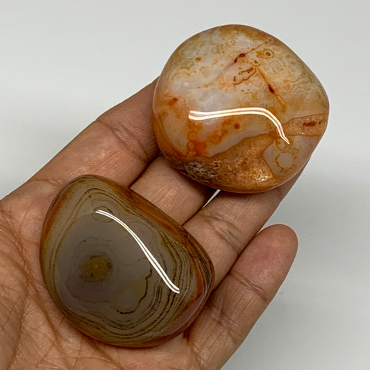 137.8g, 2"-2", 2pcs, Sardonyx Palm-Stone Gem Crystal Polished Reiki, B26490