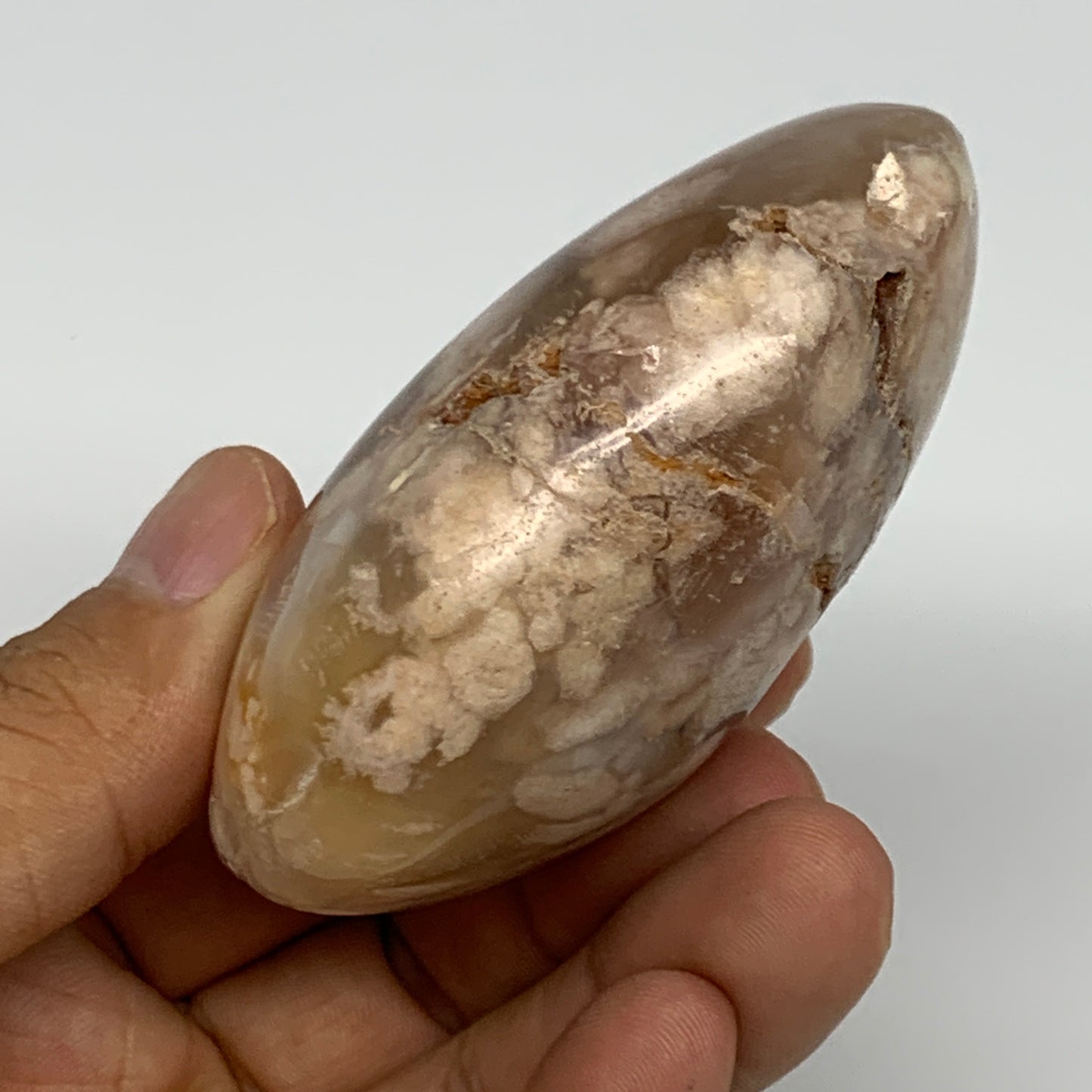 170.9g,2.8"x2.2"x1.3", Flower Agate Palm-Stone Crystal Reiki @Madagascar,B16140