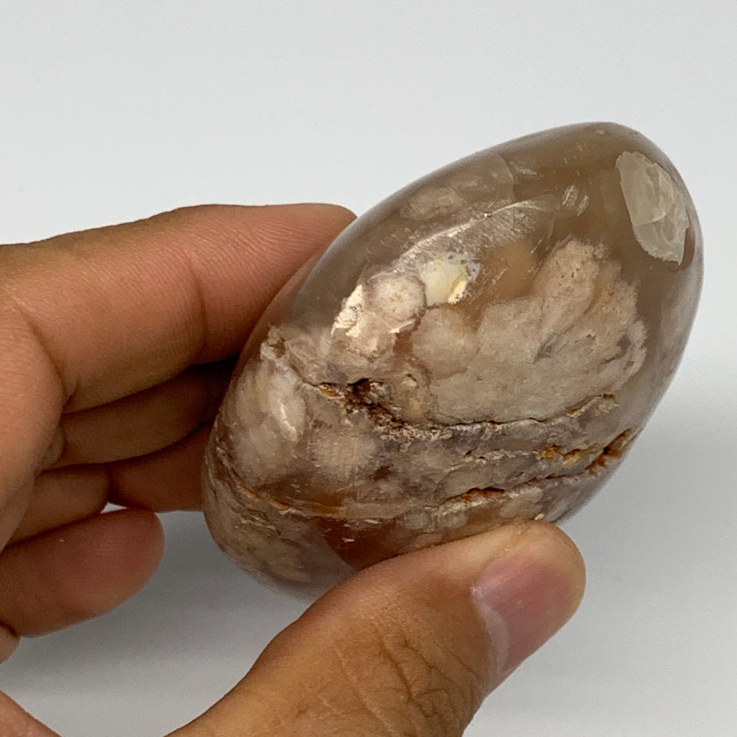 170.9g,2.8"x2.2"x1.3", Flower Agate Palm-Stone Crystal Reiki @Madagascar,B16140