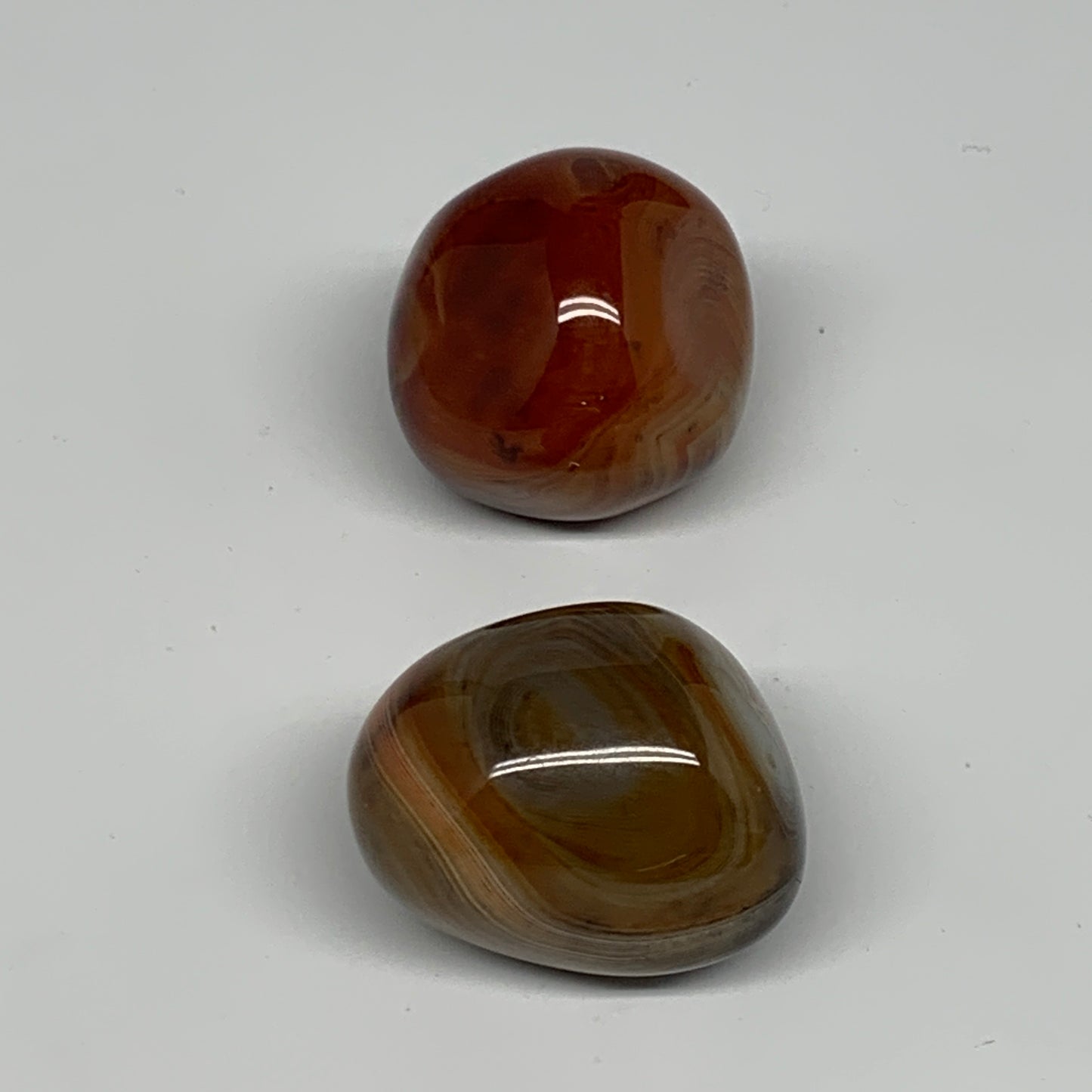 141.9g, 1.5"-1.7", 2pcs, Sardonyx Palm-Stone Gem Crystal Polished Reiki, B26495