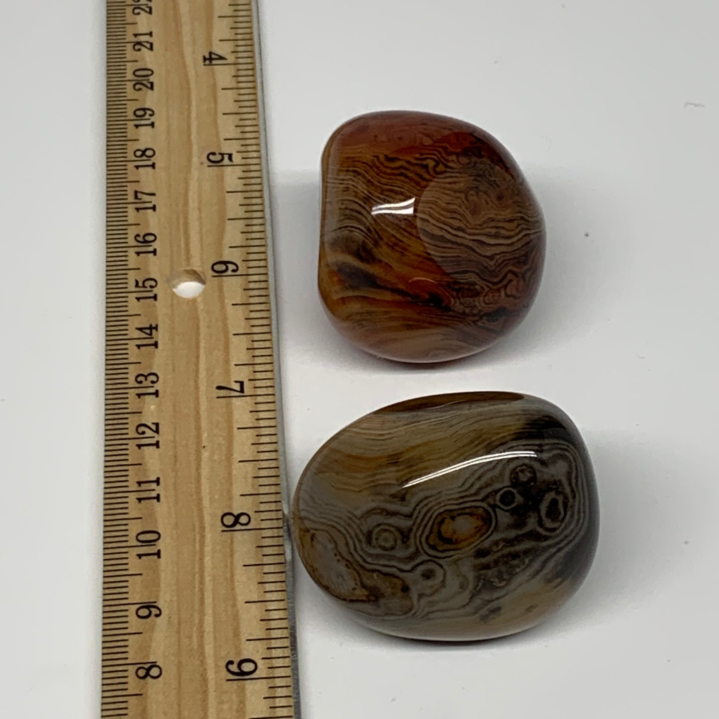 141.9g, 1.5"-1.7", 2pcs, Sardonyx Palm-Stone Gem Crystal Polished Reiki, B26495