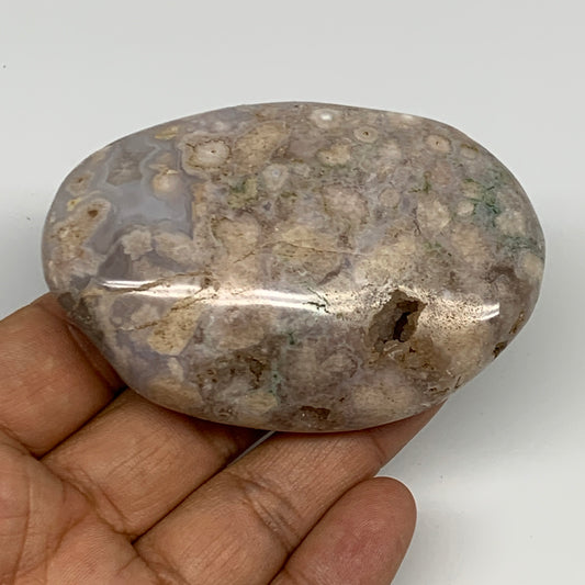 130.7g,3"x2"x1", Flower Agate Palm-Stone Crystal Reiki @Madagascar,B16142