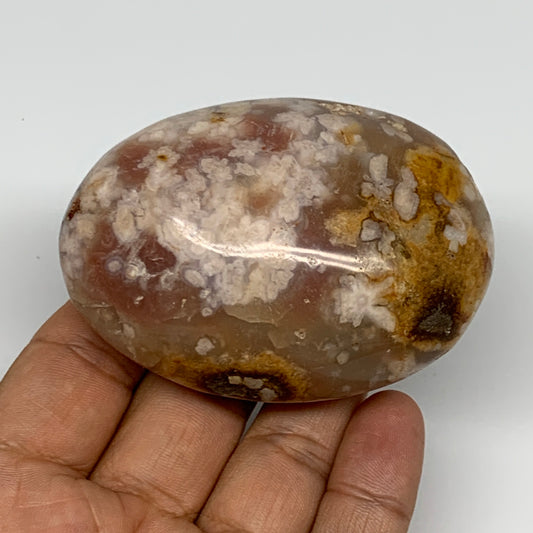 170.6g,2.9"x2"x1.3", Flower Agate Palm-Stone Crystal Reiki @Madagascar,B16144