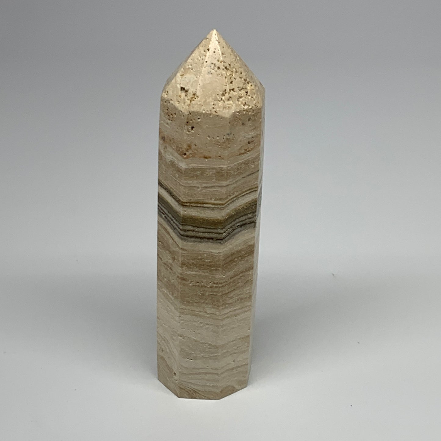 510g, 6.5"x1.6" Natural Chocolate Calcite Tower Point Obelisk Crystal, B23324