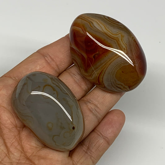 116g, 1.9"-2.1", 2pcs, Sardonyx Palm-Stone Gem Crystal Polished Reiki, B26500