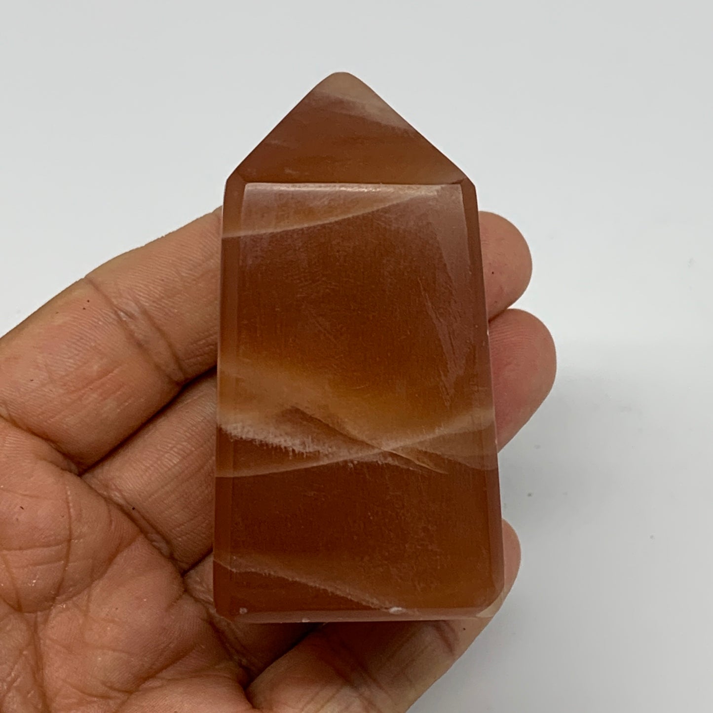 165g, 2.6"x1.4", Honey Calcite Point Tower Obelisk Crystal @Pakistan, B26141