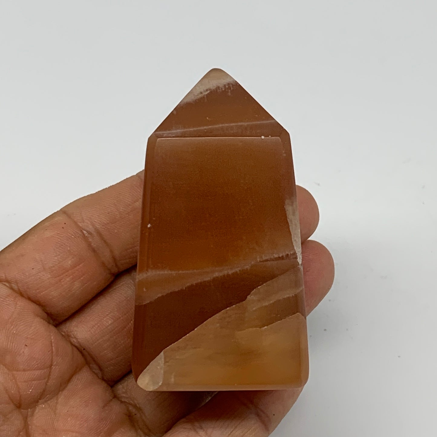 165g, 2.6"x1.4", Honey Calcite Point Tower Obelisk Crystal @Pakistan, B26141