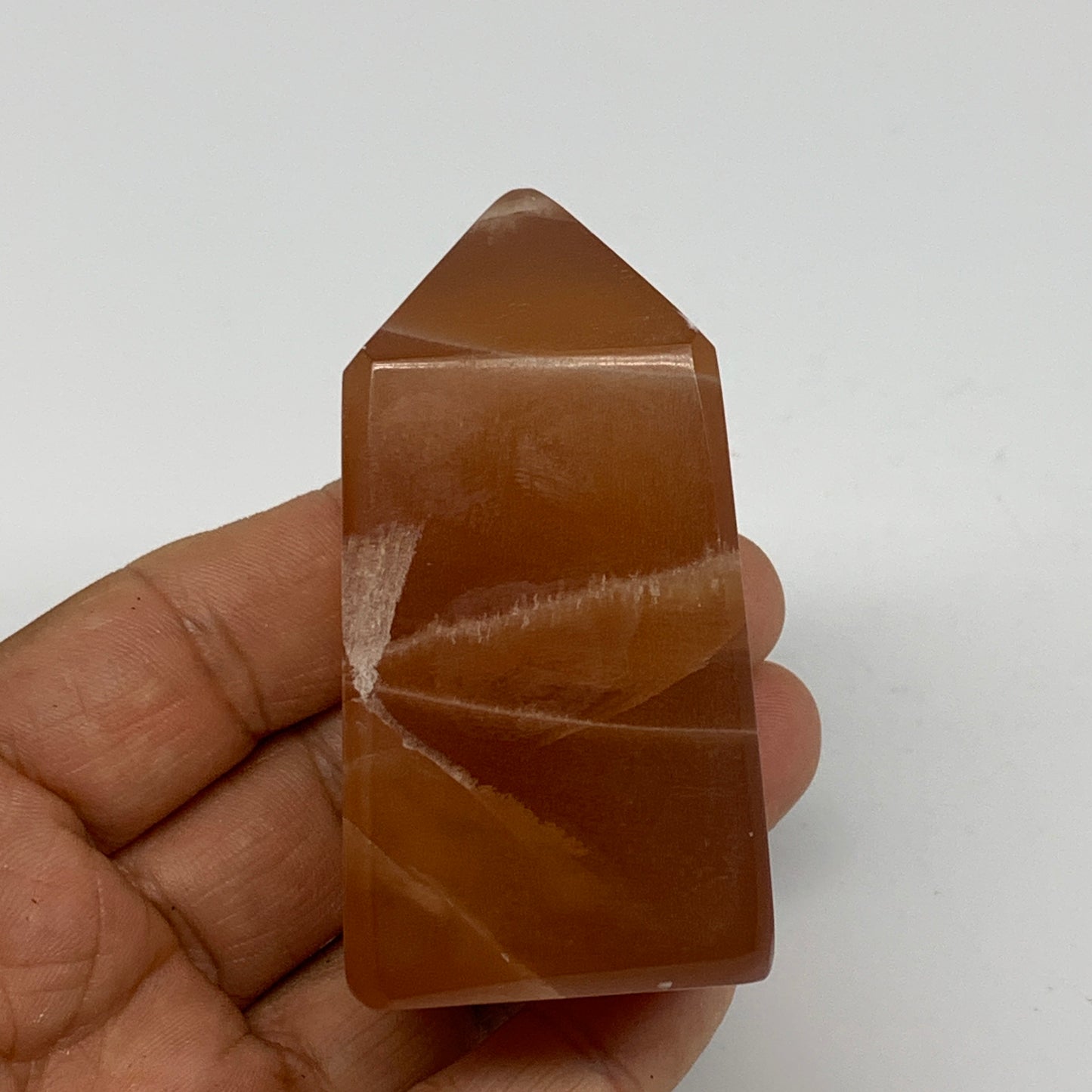 165g, 2.6"x1.4", Honey Calcite Point Tower Obelisk Crystal @Pakistan, B26141