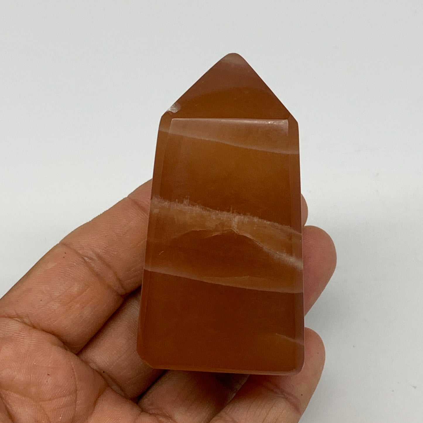 165g, 2.6"x1.4", Honey Calcite Point Tower Obelisk Crystal @Pakistan, B26141