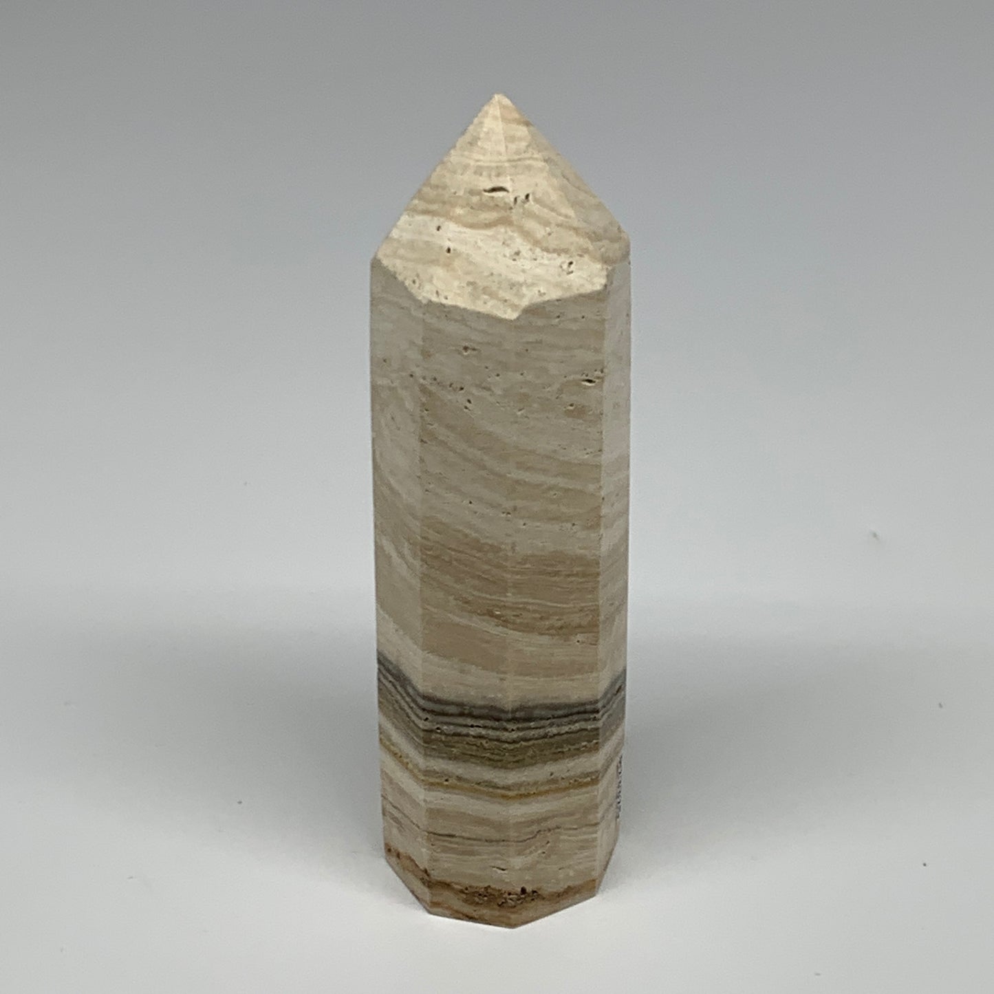 397.3g, 56"x1.7" Natural Chocolate Calcite Tower Point Obelisk Crystal, B23325