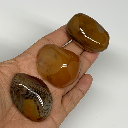 148.6g, 1.8"-2", 3pcs, Sardonyx Palm-Stone Gem Crystal Polished Reiki, B26501