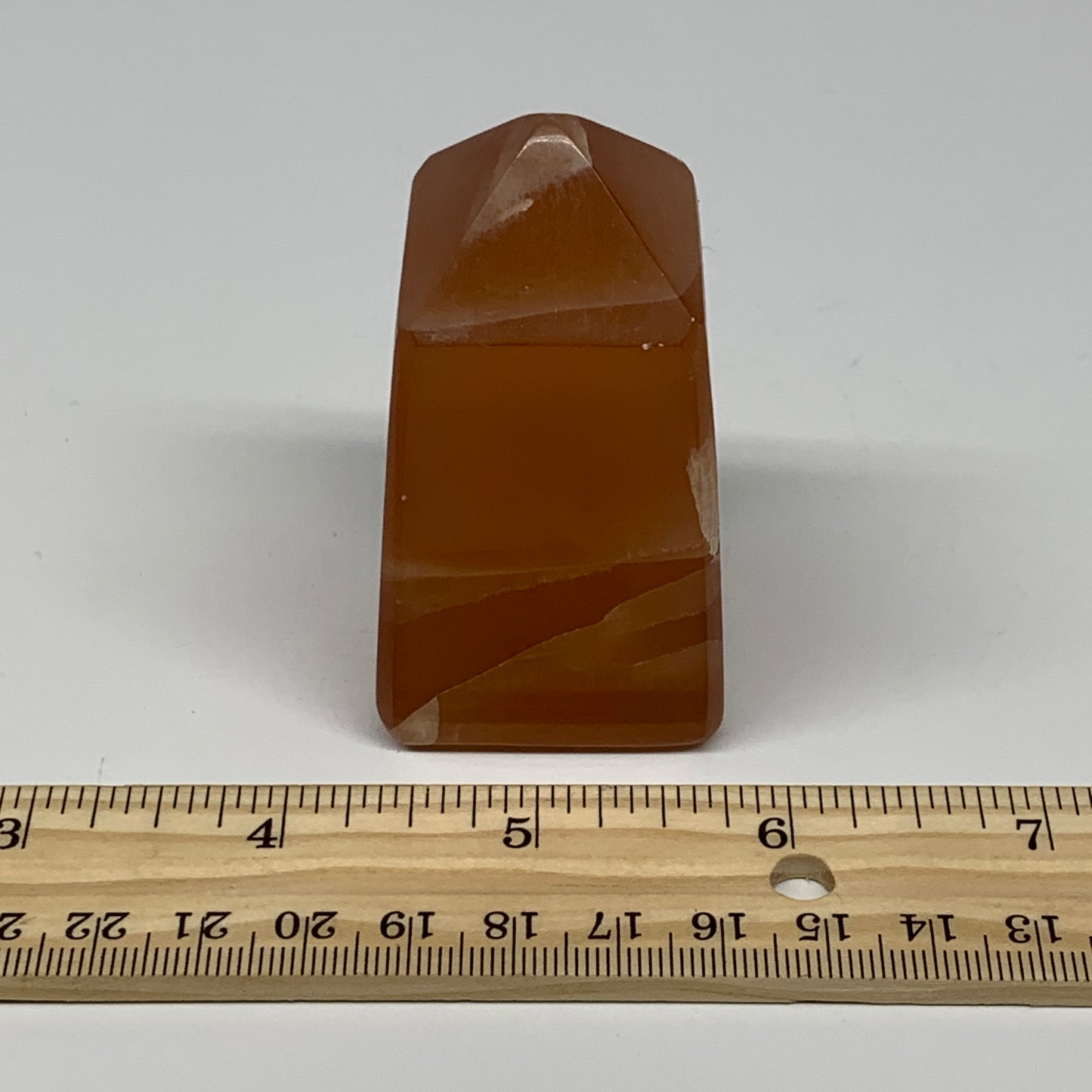 165g, 2.6"x1.4", Honey Calcite Point Tower Obelisk Crystal @Pakistan, B26141