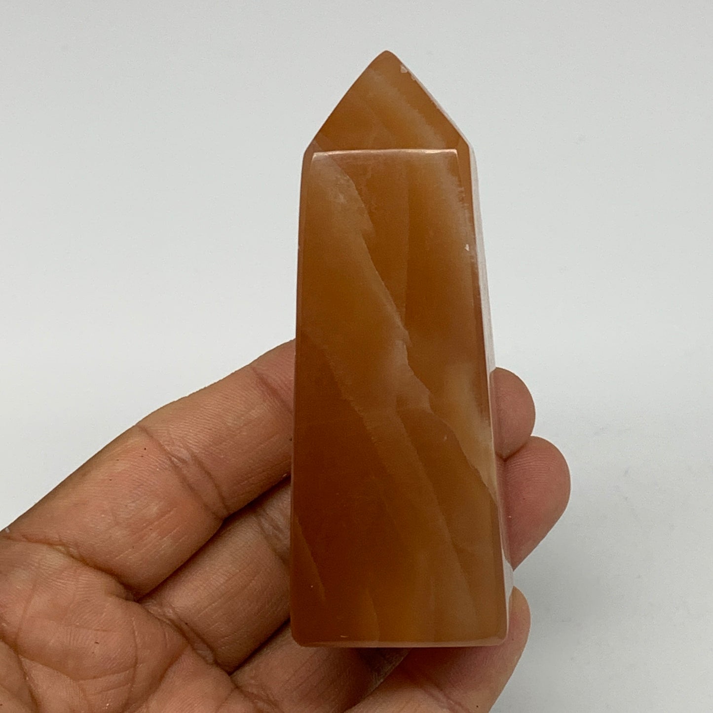 150.7g, 3.2"x1.3", Honey Calcite Point Tower Obelisk Crystal @Pakistan, B26142