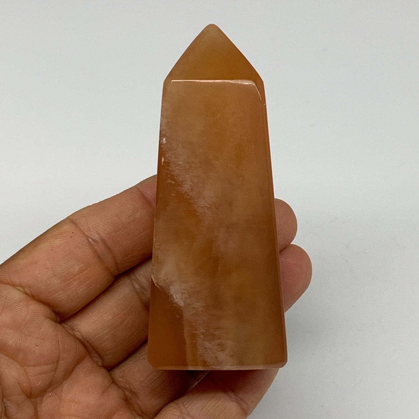 150.7g, 3.2"x1.3", Honey Calcite Point Tower Obelisk Crystal @Pakistan, B26142