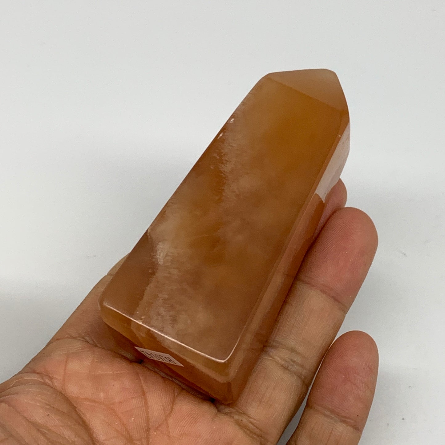 150.7g, 3.2"x1.3", Honey Calcite Point Tower Obelisk Crystal @Pakistan, B26142