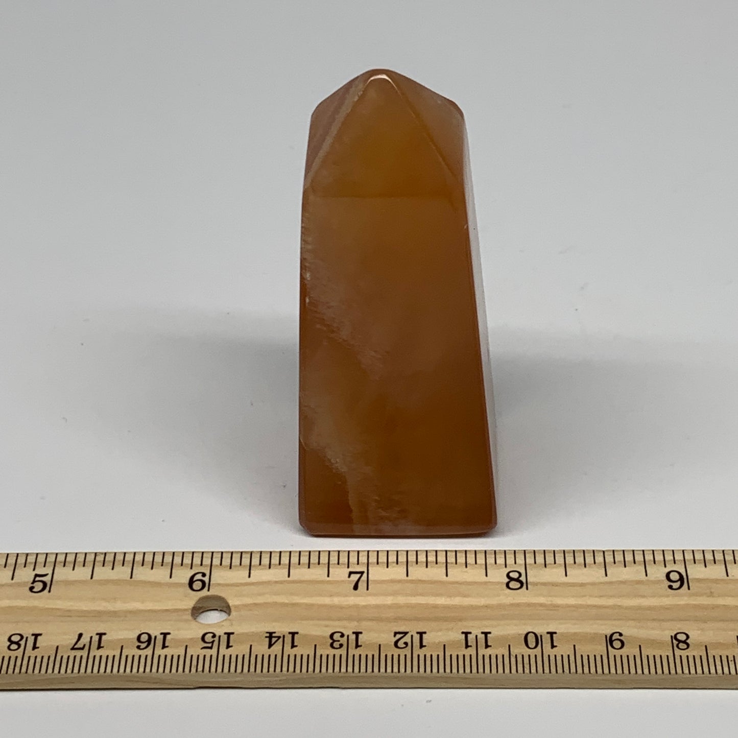 150.7g, 3.2"x1.3", Honey Calcite Point Tower Obelisk Crystal @Pakistan, B26142