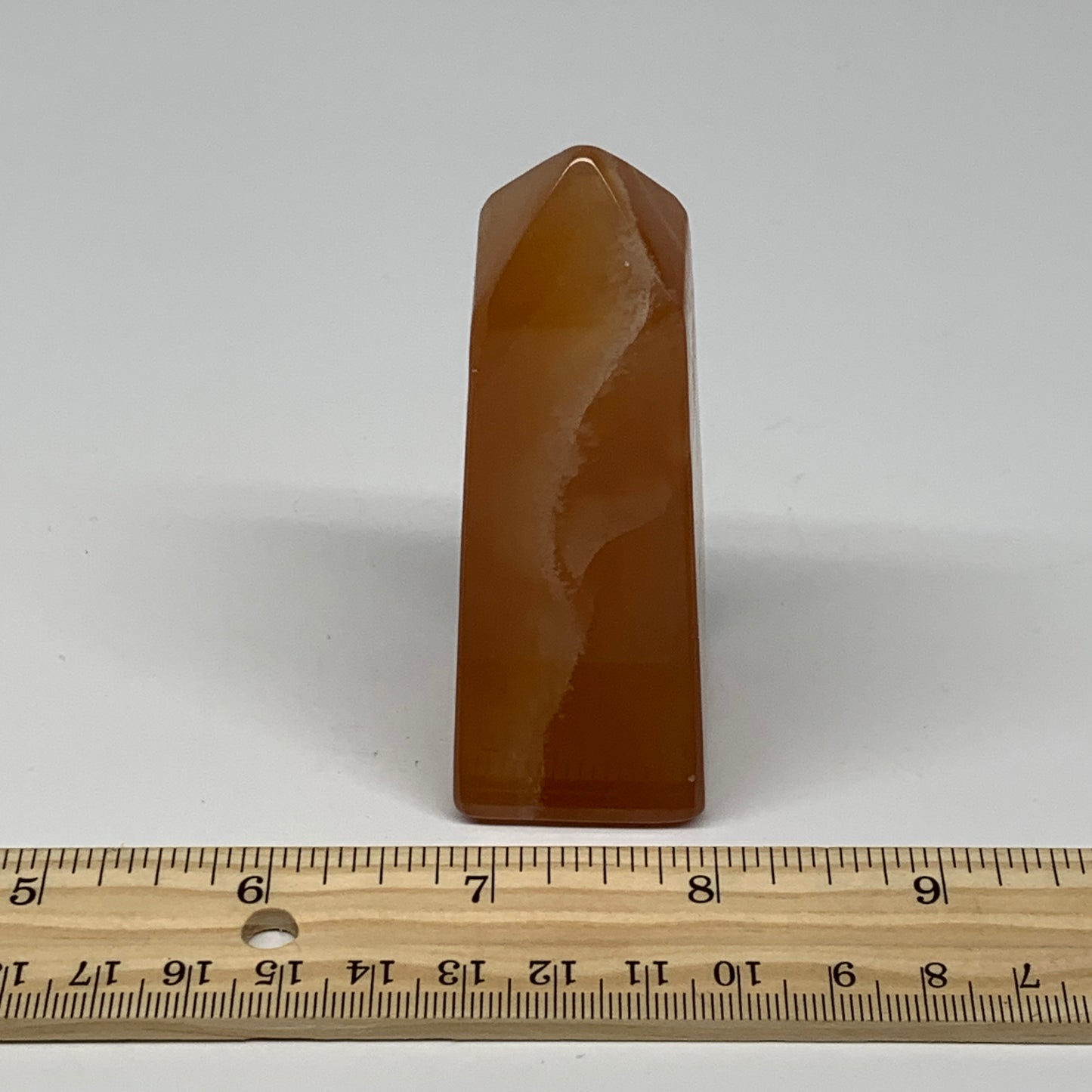 150.7g, 3.2"x1.3", Honey Calcite Point Tower Obelisk Crystal @Pakistan, B26142